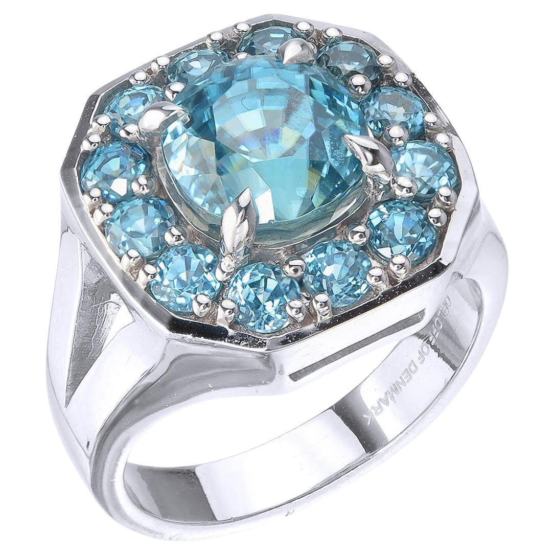 AS Sterling Denmark, Bague cocktail en zircon naturel de 9,4 ct en argent 925 en vente