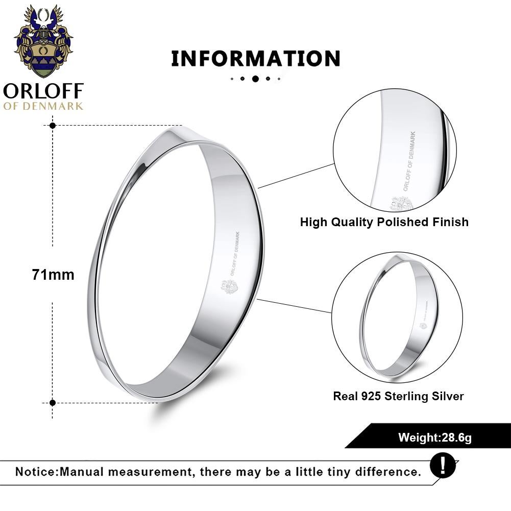 Women's or Men's Orloff of Denmark - 999. Fine Silver, Moebius Strip Bangle For Sale