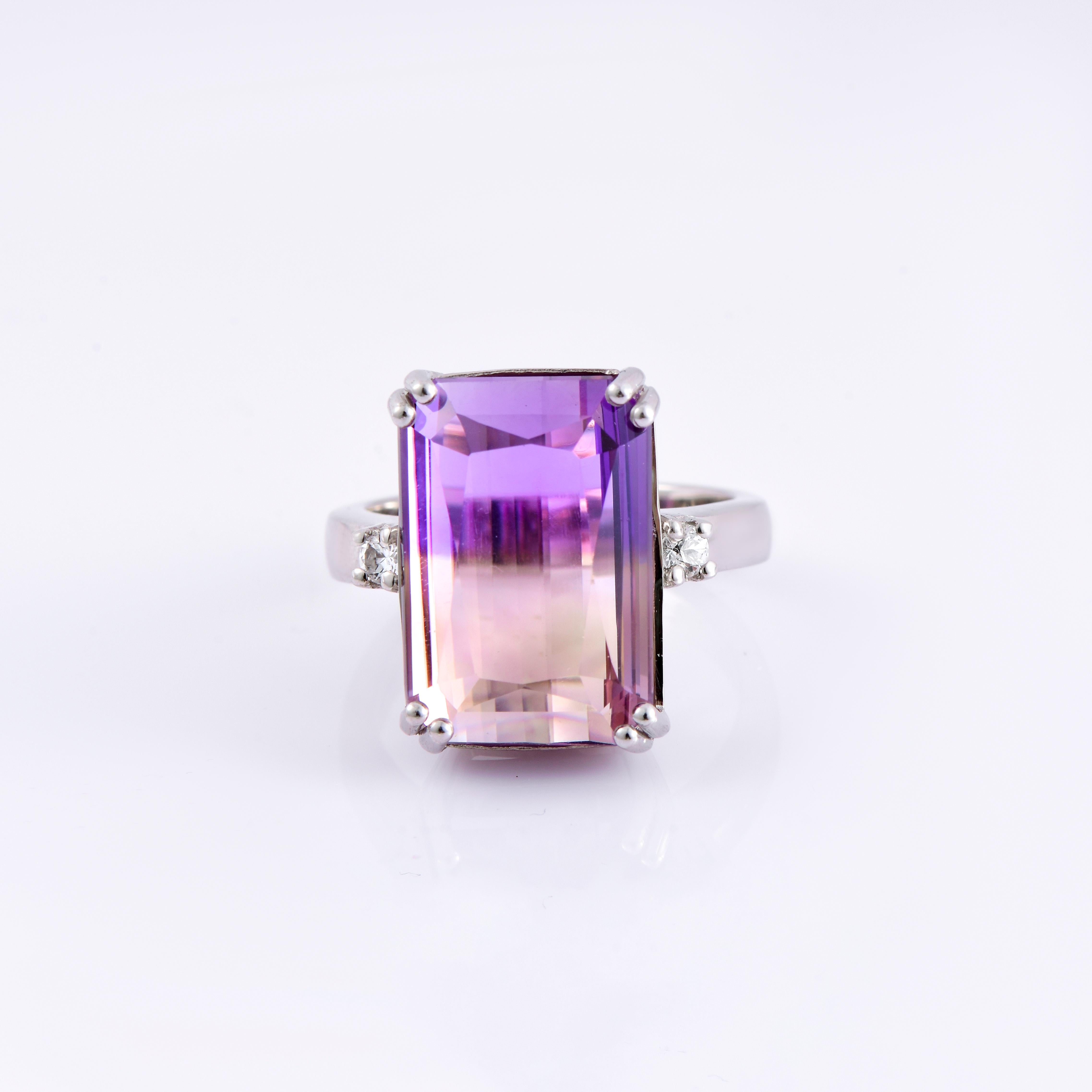 Mixed Cut Orloff of Denmark, Ametrine Sapphire Ring in 925 Sterling Silver For Sale