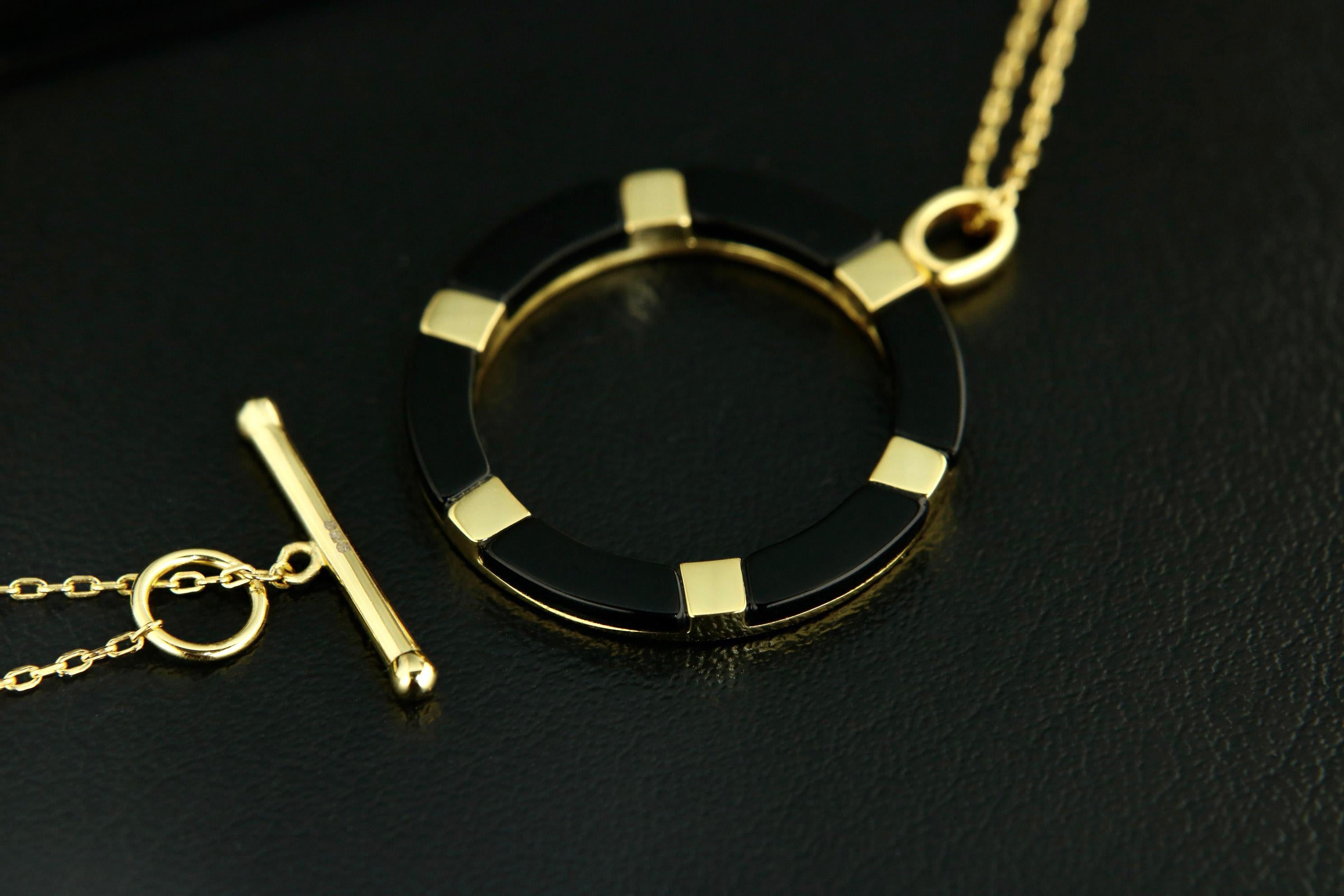 Contemporaneo Orloff of Denmark, Aura Ringlet - Collana in argento 925 con smalto nero 18 carati in vendita