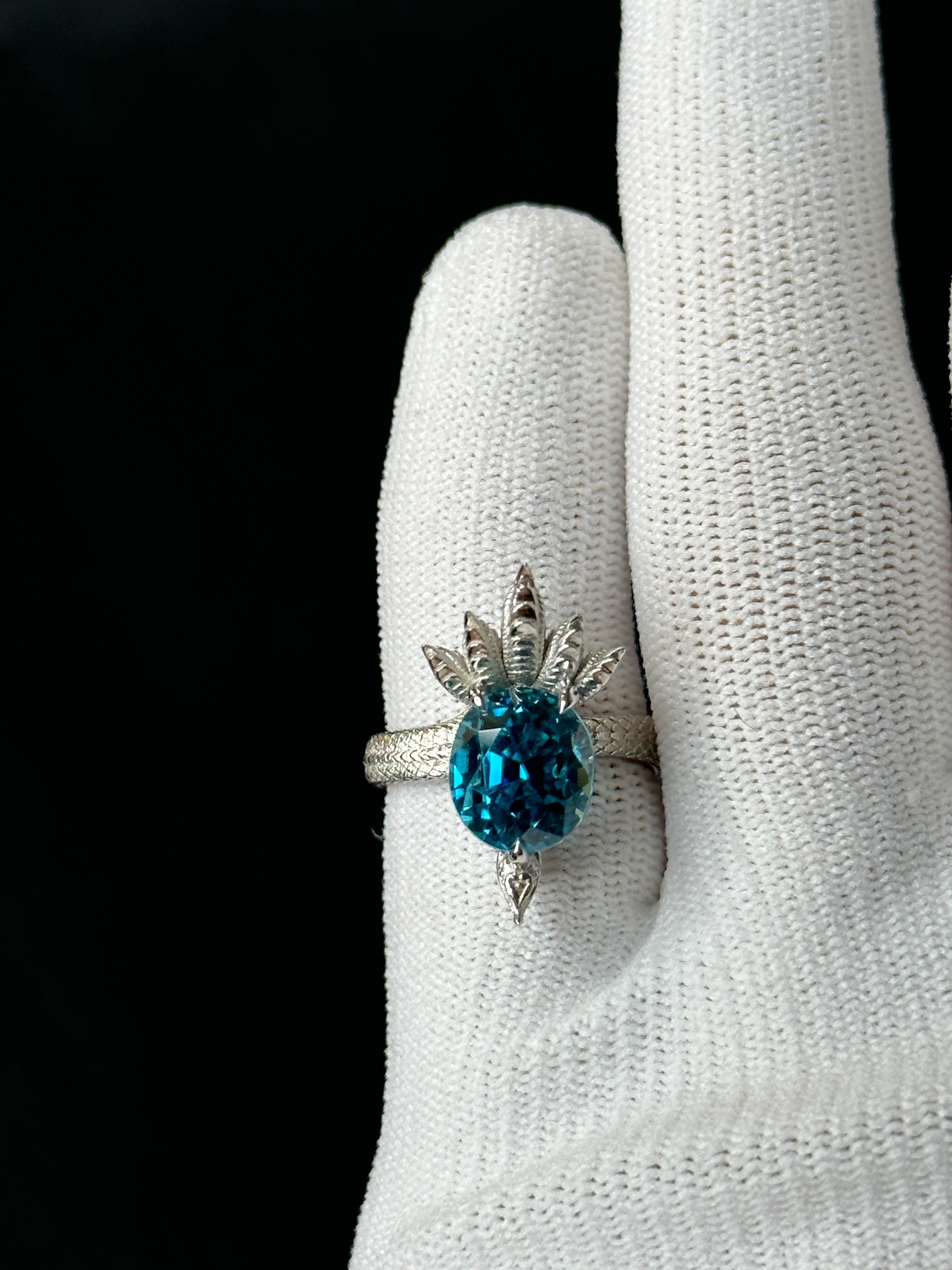 Orloff of Denmark, Auspicious Five-Headed Naga, Blue Zircon Sculpture Ring For Sale 5