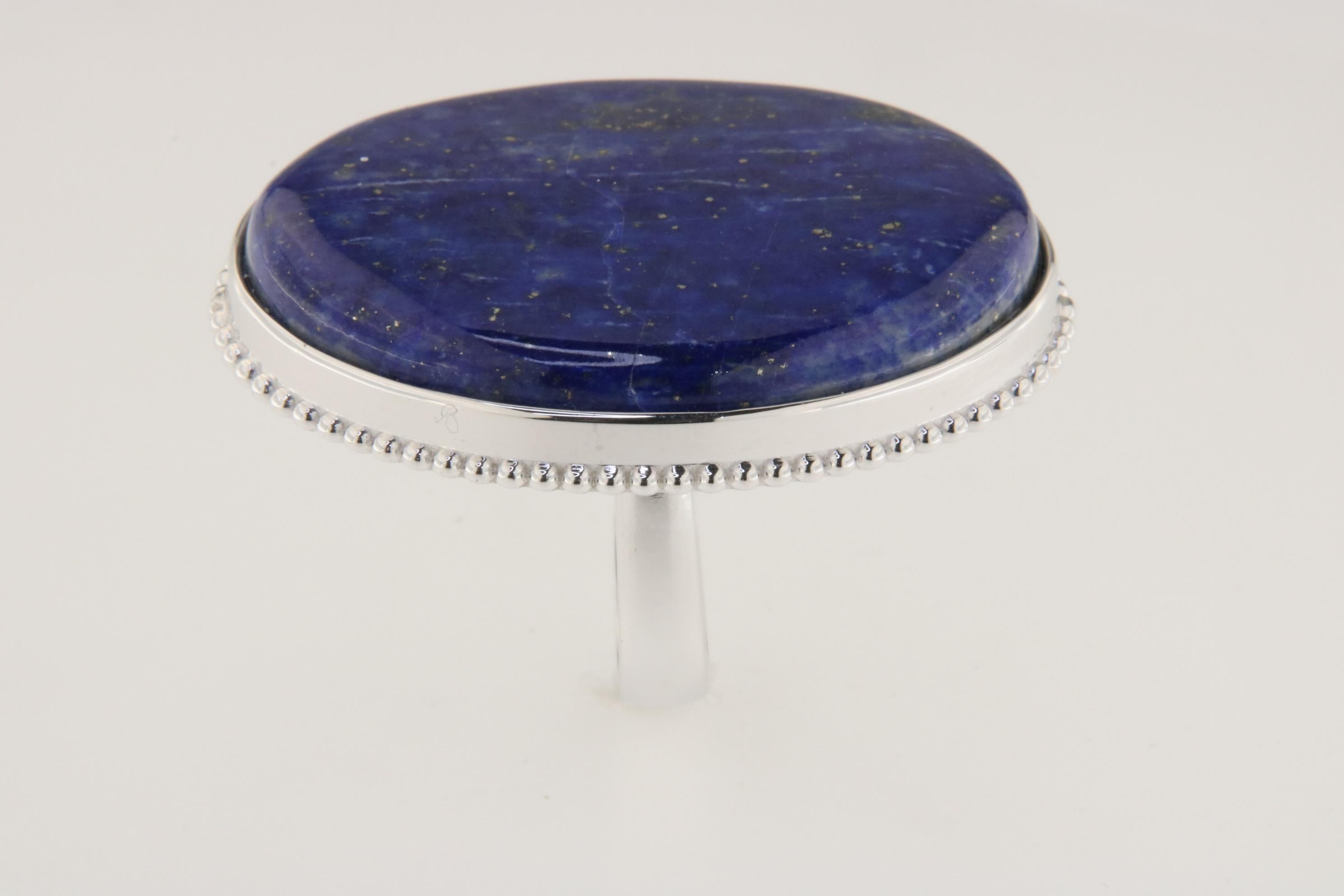Contemporain AS Sterling Denmark, Magnifique bague en lapis-lazuli de 73 carats en argent 925 en vente