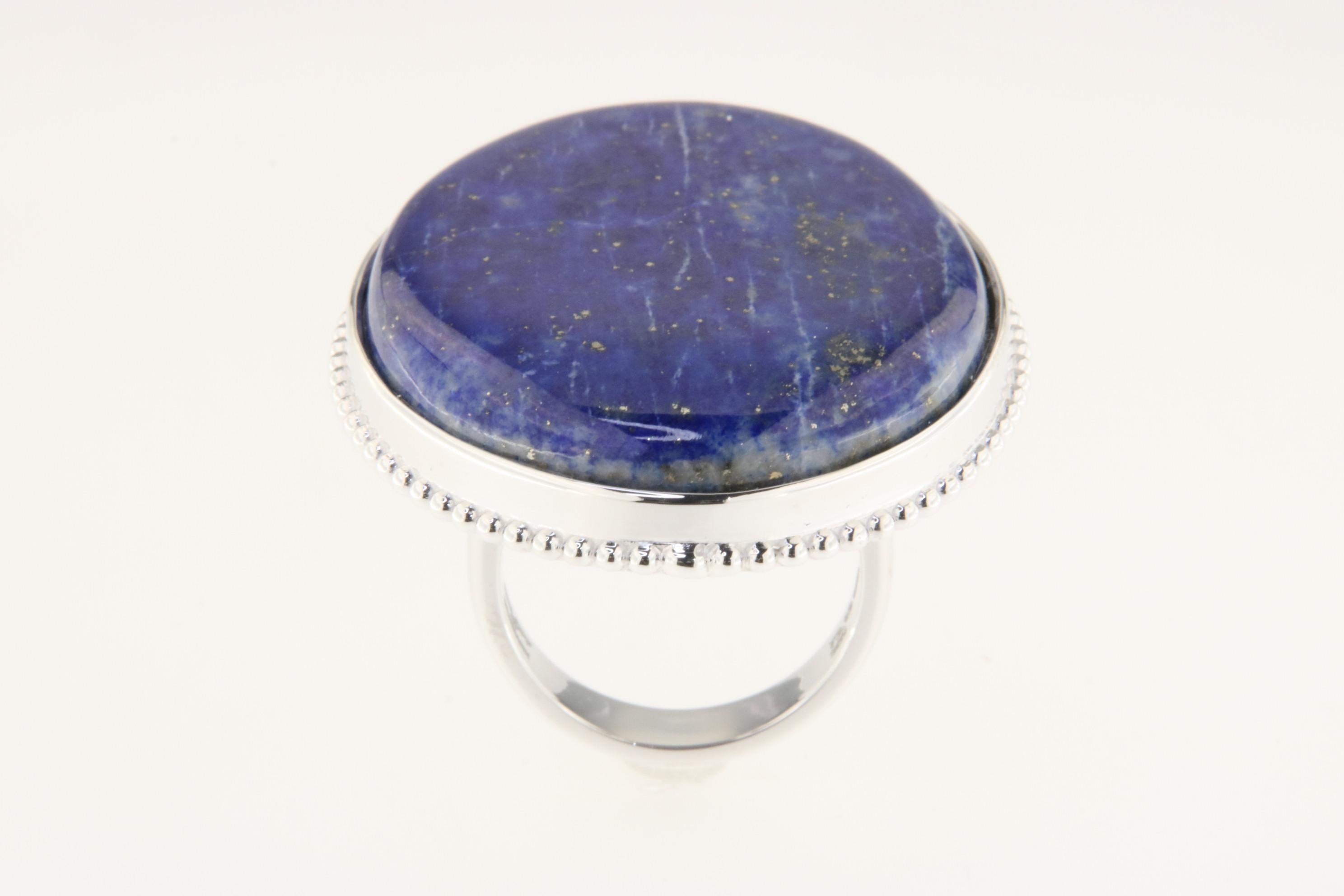 Orloff of Denmark, Beautiful 73 carat Lapis Lazuli Ring in 925 Sterling Silver In New Condition For Sale In Hua Hin, TH