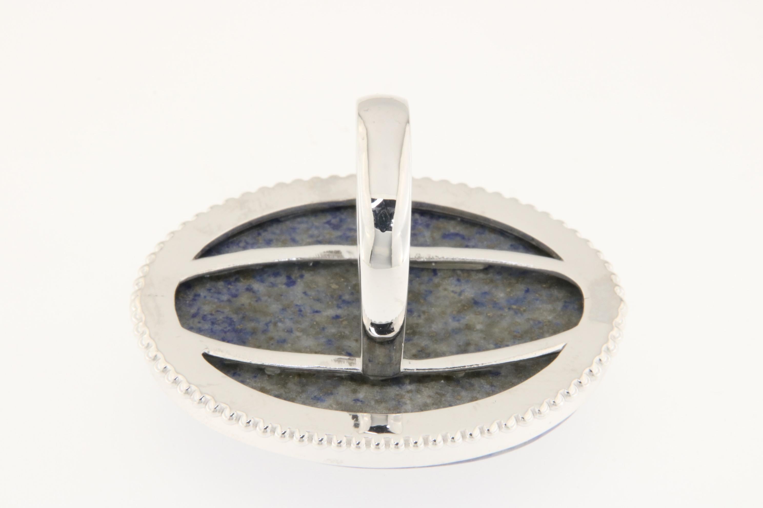 AS Sterling Denmark, Magnifique bague en lapis-lazuli de 73 carats en argent 925 Unisexe en vente