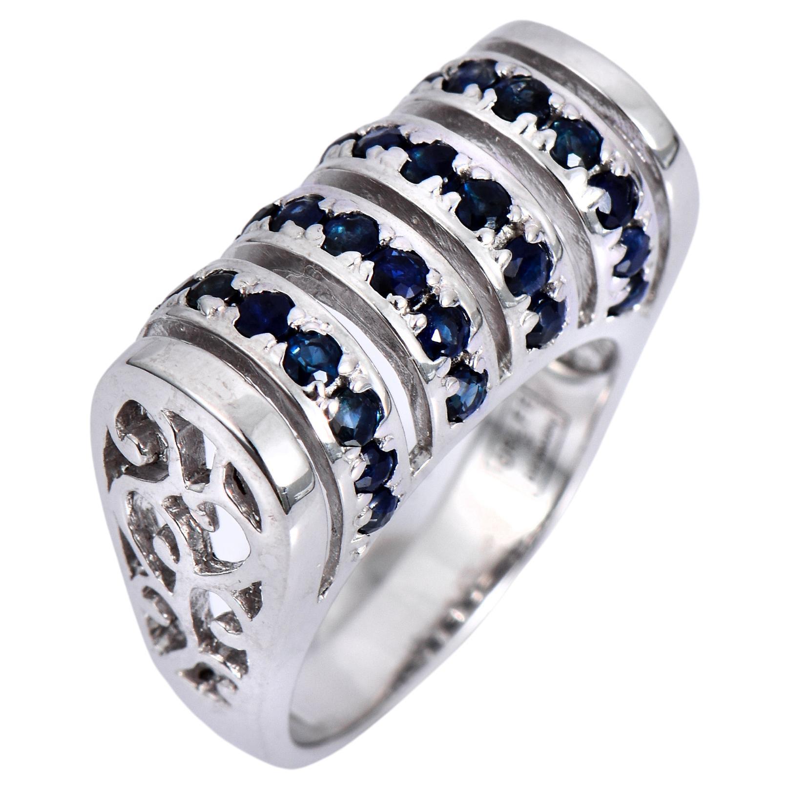 Orloff of Denmark, Bague en argent 925 avec saphir bleu