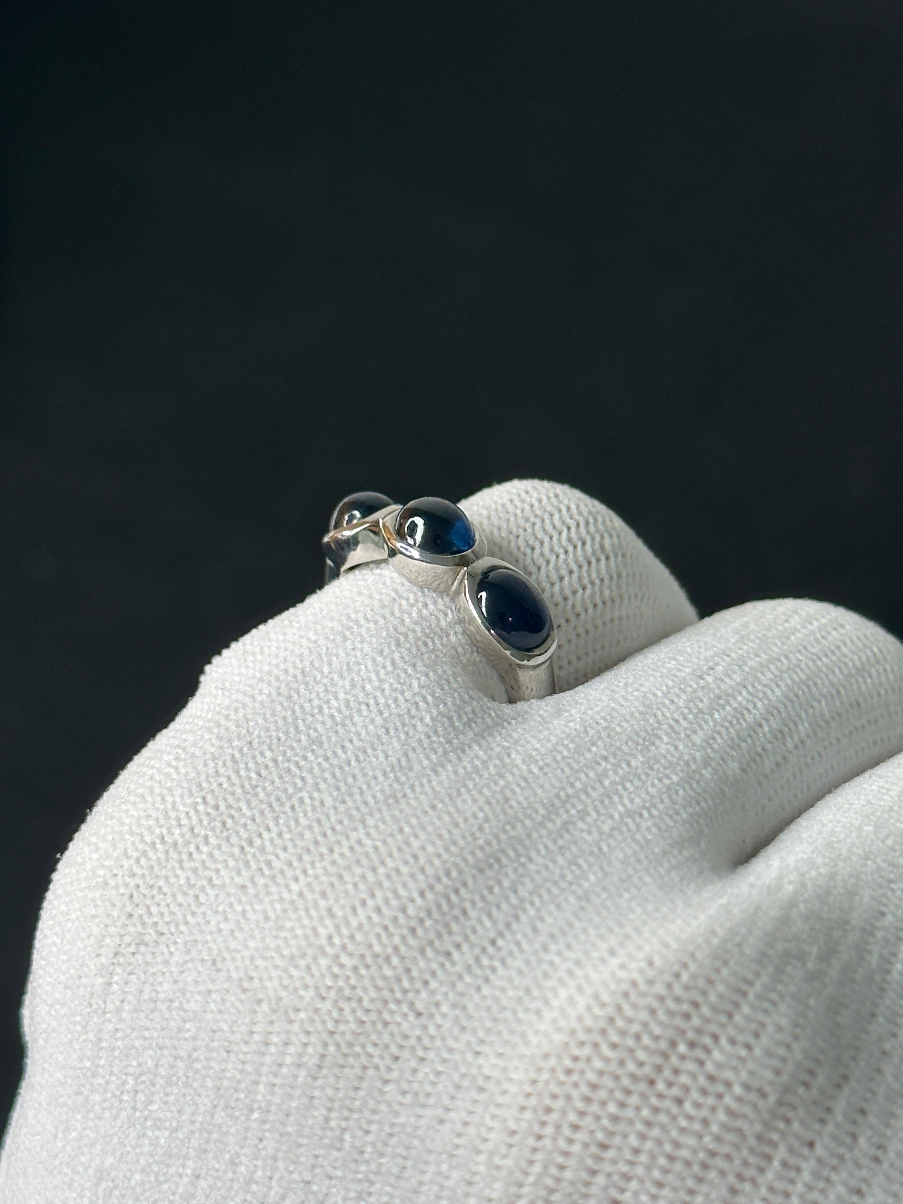 Orloff of Denmark, Blue Sapphire Three-Stone Ring forged in 925 Sterling Silver 2