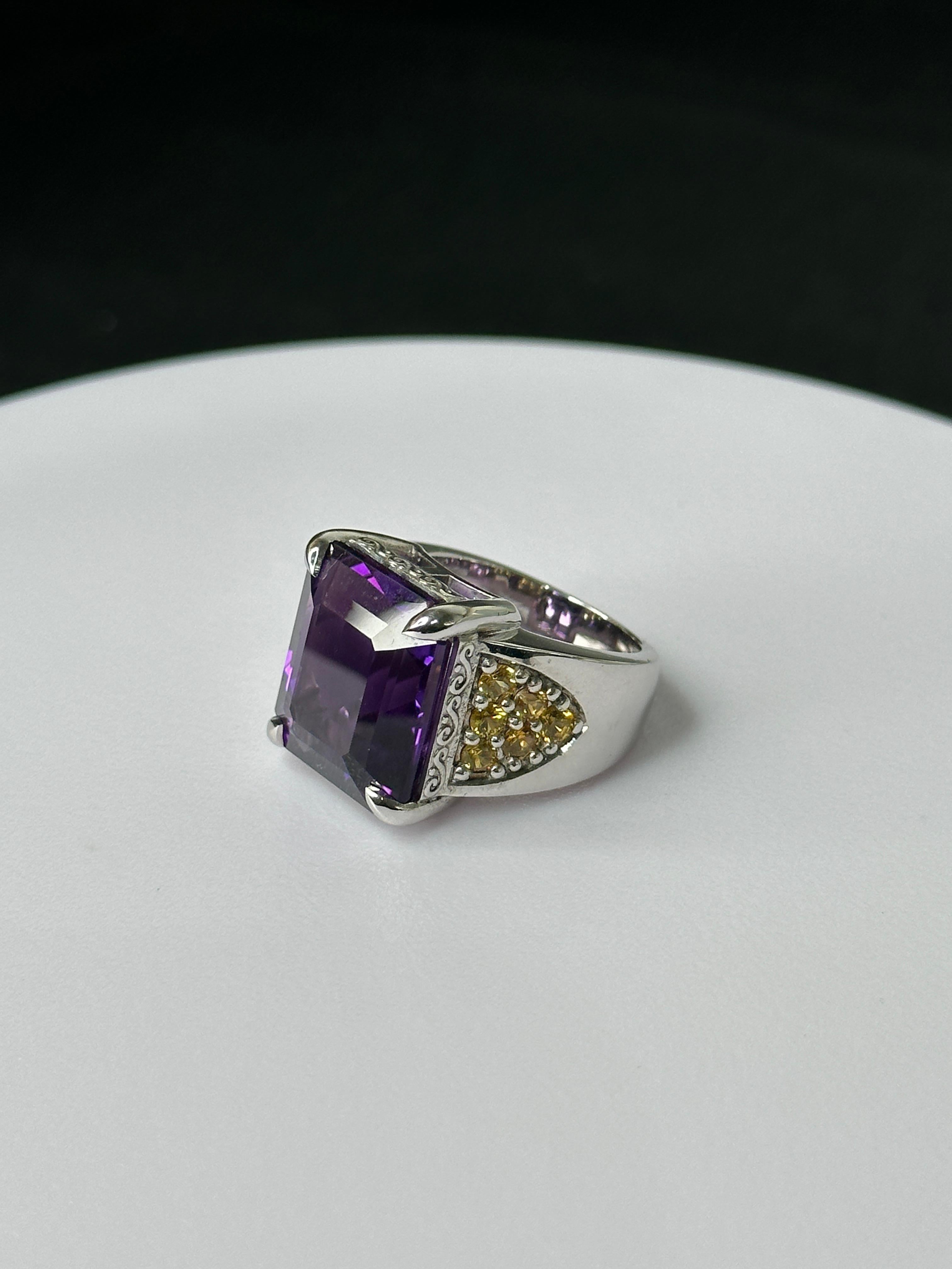 Orloff of Denmark, Ring mit tiefem Amethyst und Saphir in 925er Sterlingsilber gefasst (Achteckschliff) im Angebot