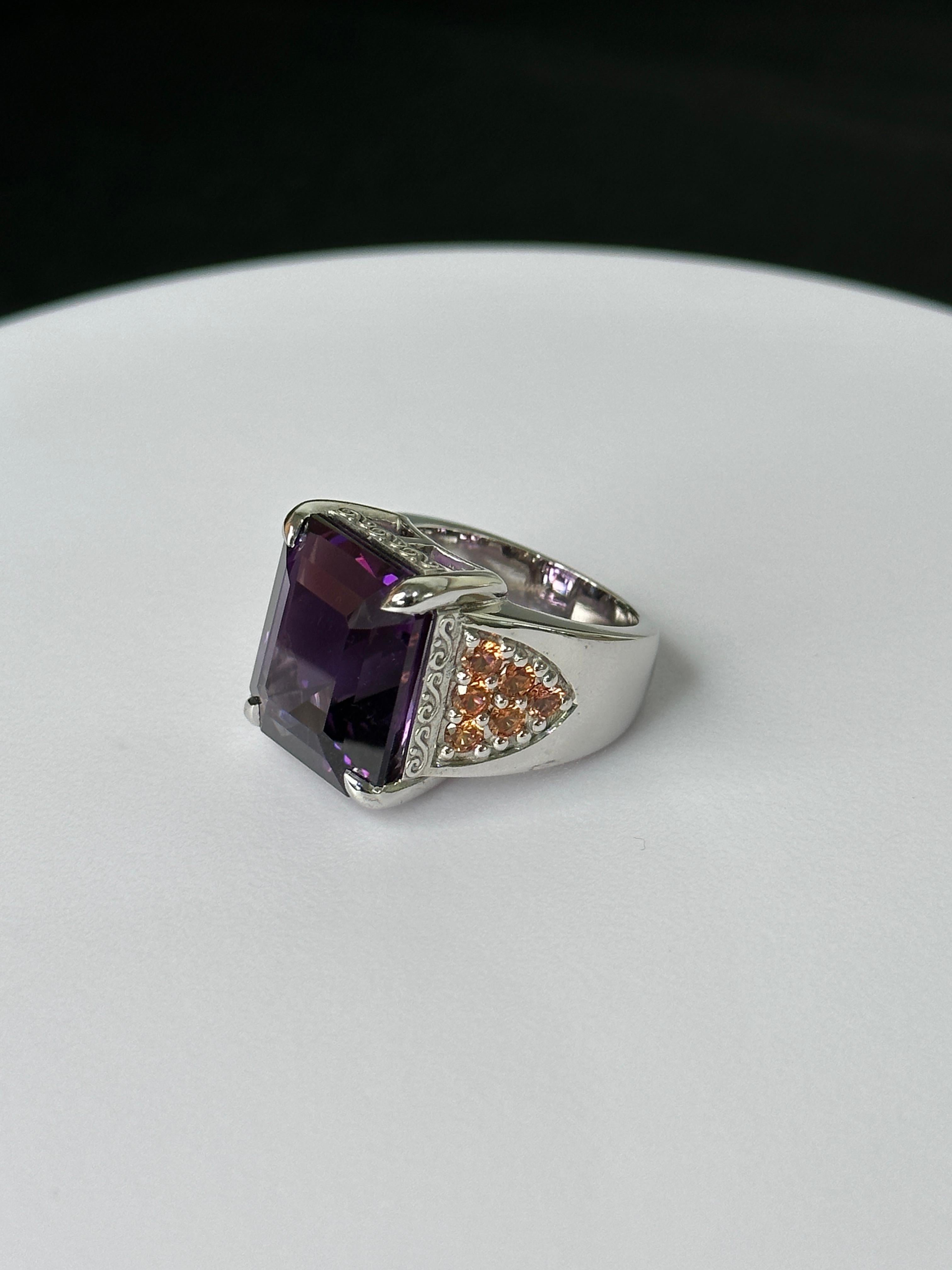 Contemporary Orloff of Denmark, Deep Amethyst & Sapphire Ring set in 925 Sterling Silver