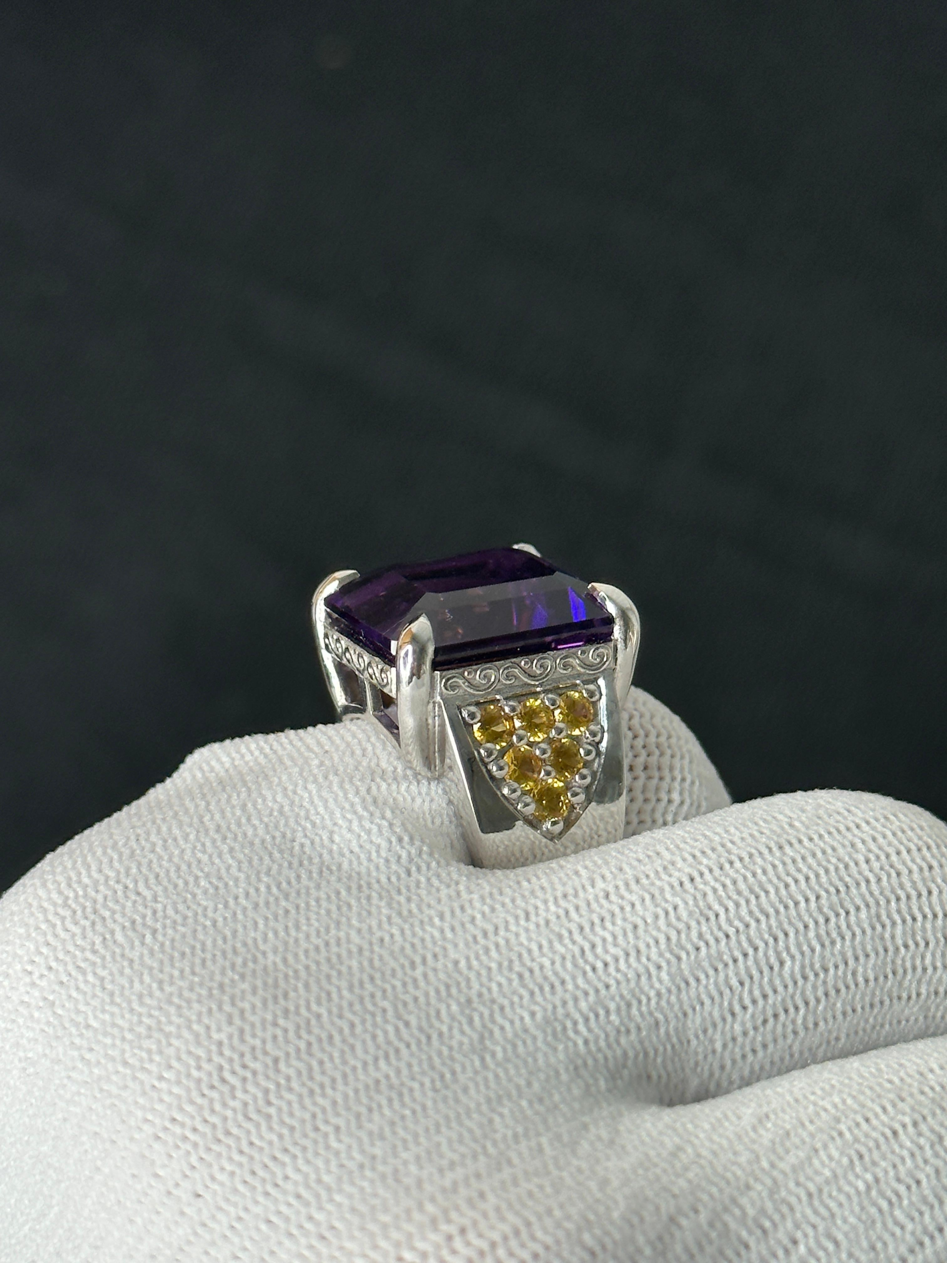 Orloff of Denmark, Deep Amethyst & Sapphire Ring set in 925 Sterling Silver In New Condition For Sale In Hua Hin, TH