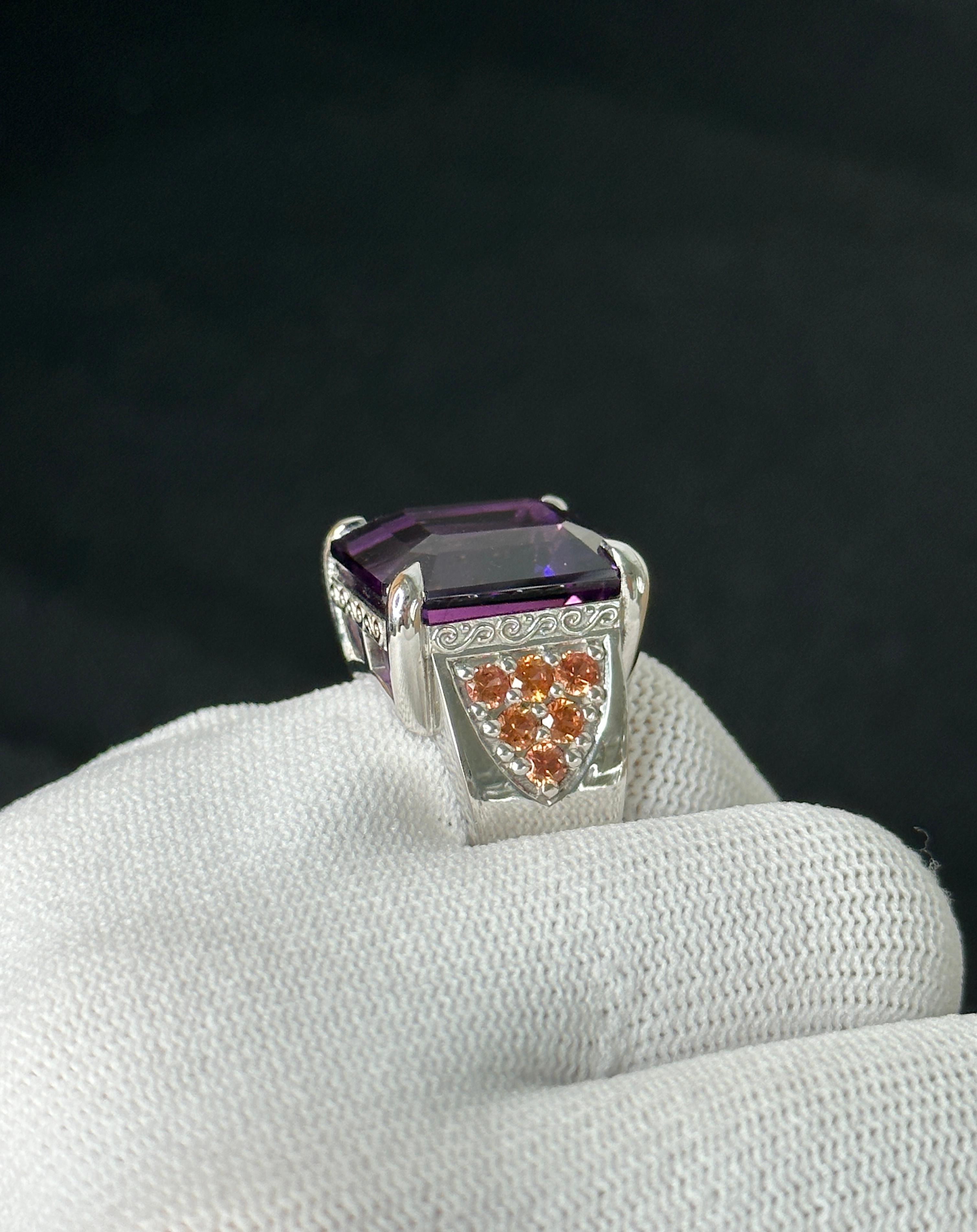 Women's or Men's Orloff of Denmark, Deep Amethyst & Sapphire Ring set in 925 Sterling Silver