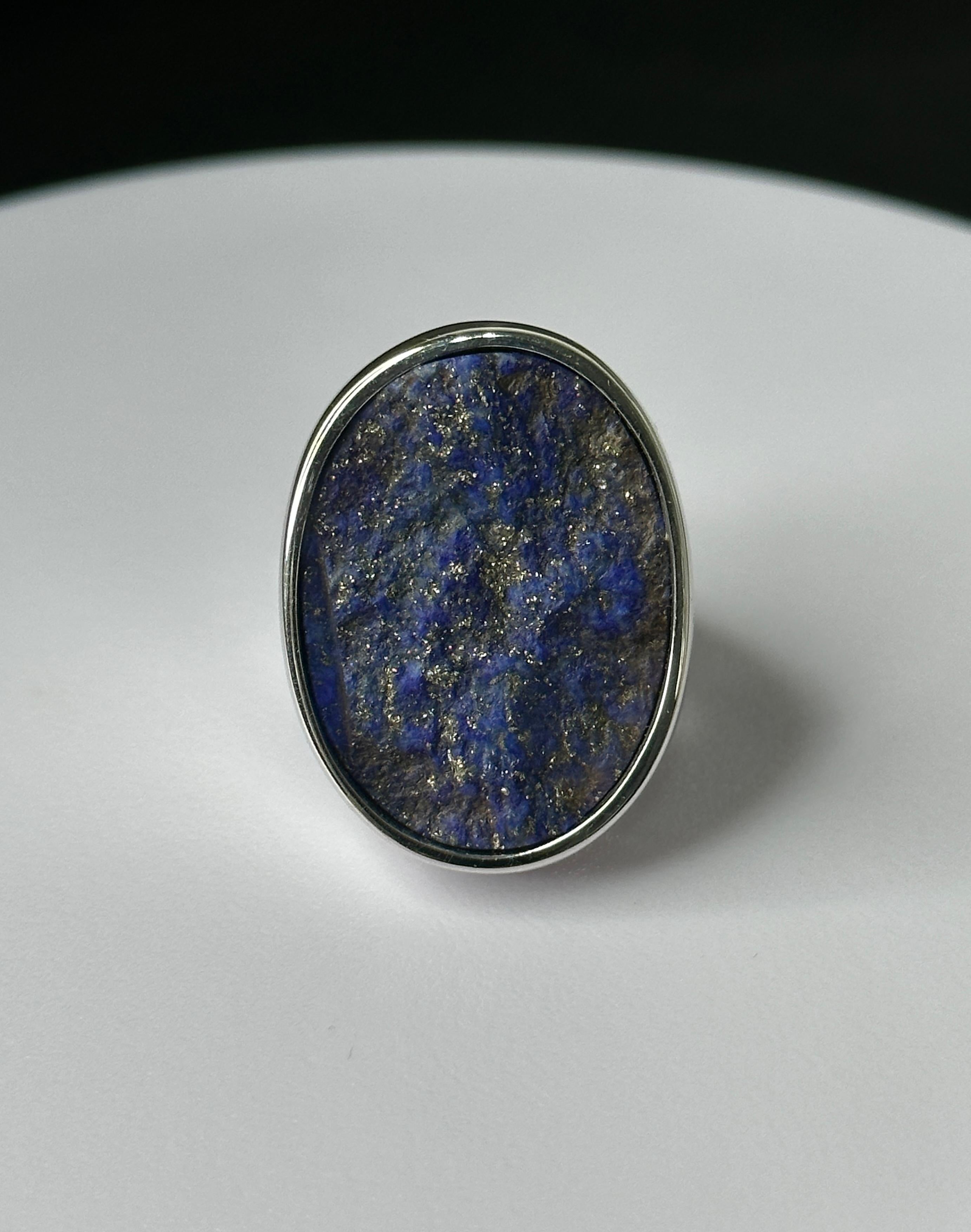 Contemporary Orloff of Denmark, Extraordinary 41 carat Lapis Lazuli Sterling Silver Ring  For Sale