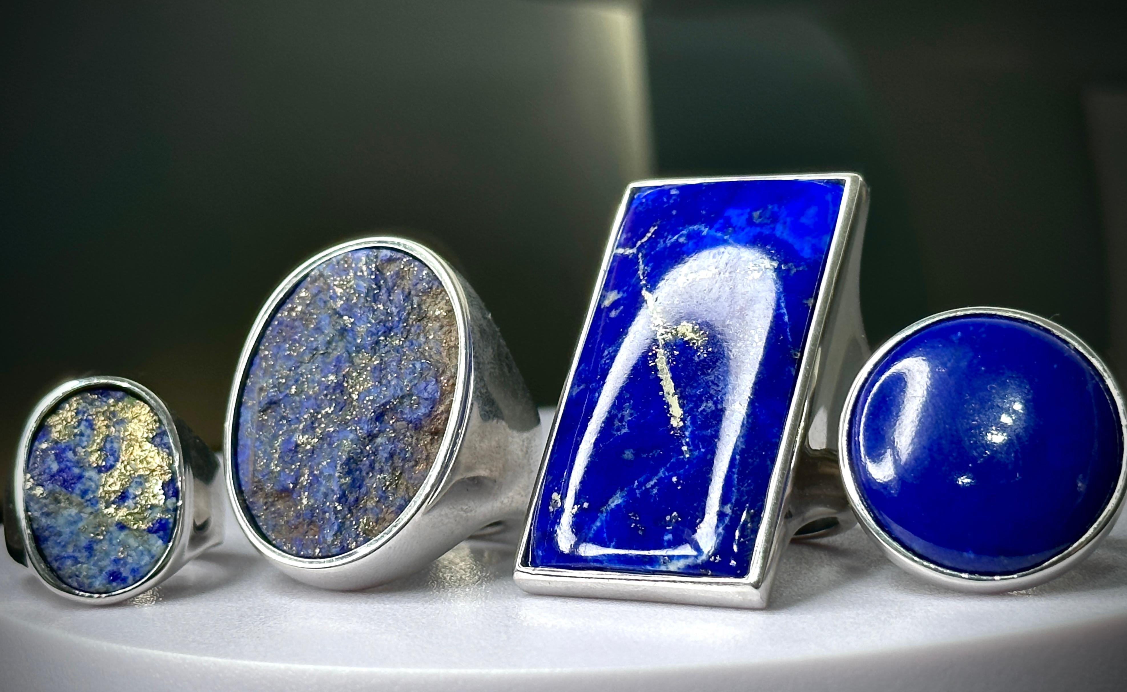 AS Sterling Denmark, Extraordinaire bague en argent lapis-lazuli de 41 carats  Unisexe en vente