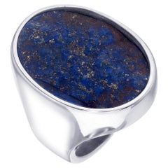 AS Sterling Denmark, Extraordinaire bague en argent lapis-lazuli de 41 carats 