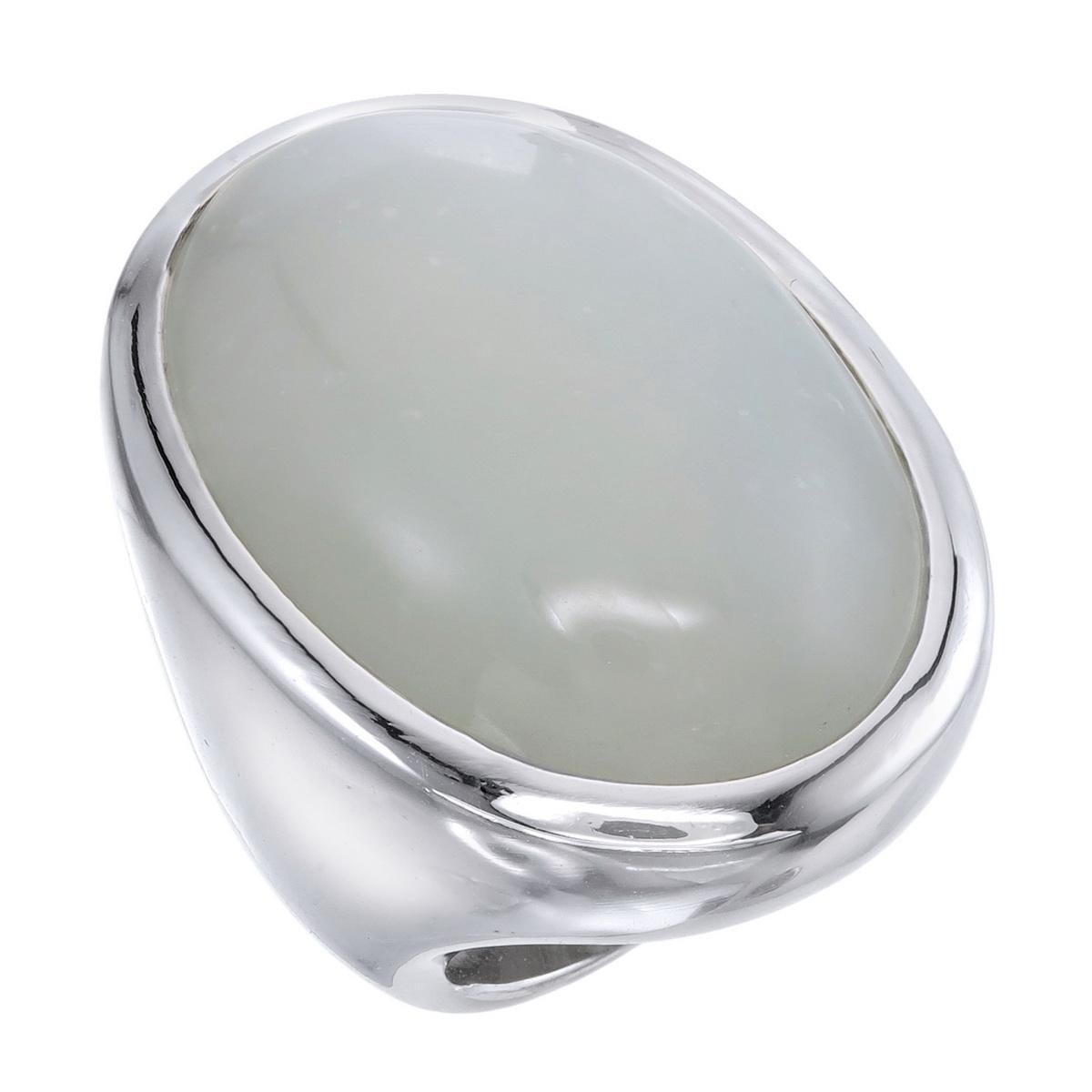 Orloff of Denmark; 83.26 carat Moonstone Sculpture ring fashioned out of 925 Sterling Silver.

Behold an exquisite marvel of nature and craftsmanship; an 83.26 carat moonstone set within a resplendent sterling silver ring. 
This celestial gem,