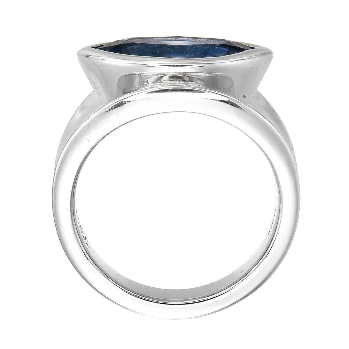Antique Cushion Cut Orloff of Denmark - Eye of the Sea Sculpture Ring in platinum and Blue spinel For Sale