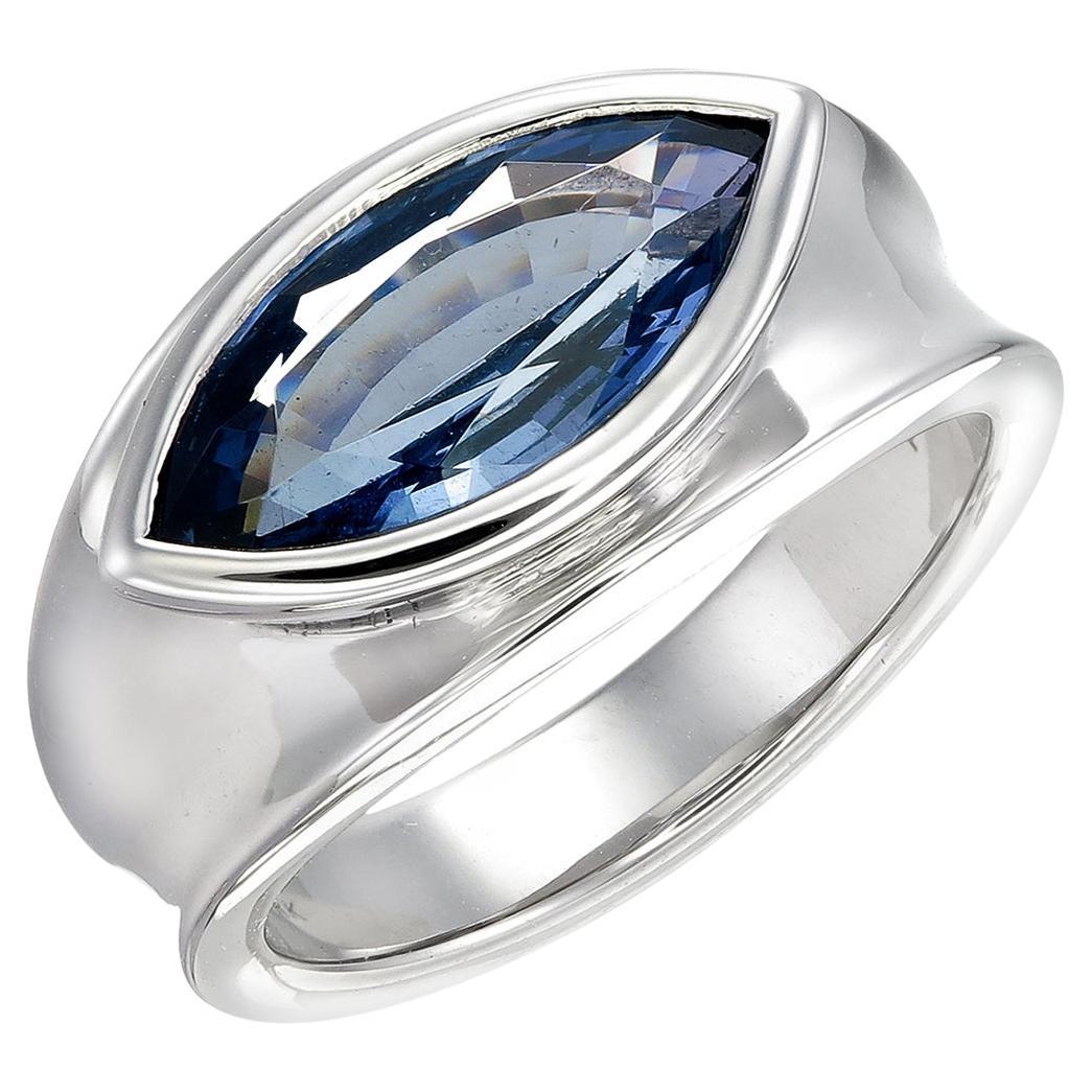 Orloff of Denmark - Eye of the Sea Sculpture Ring in platinum and Blue spinel For Sale