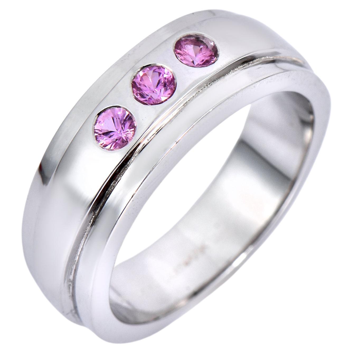 AS Sterling Denmark, Bague en argent 925 avec saphir rose fantaisie