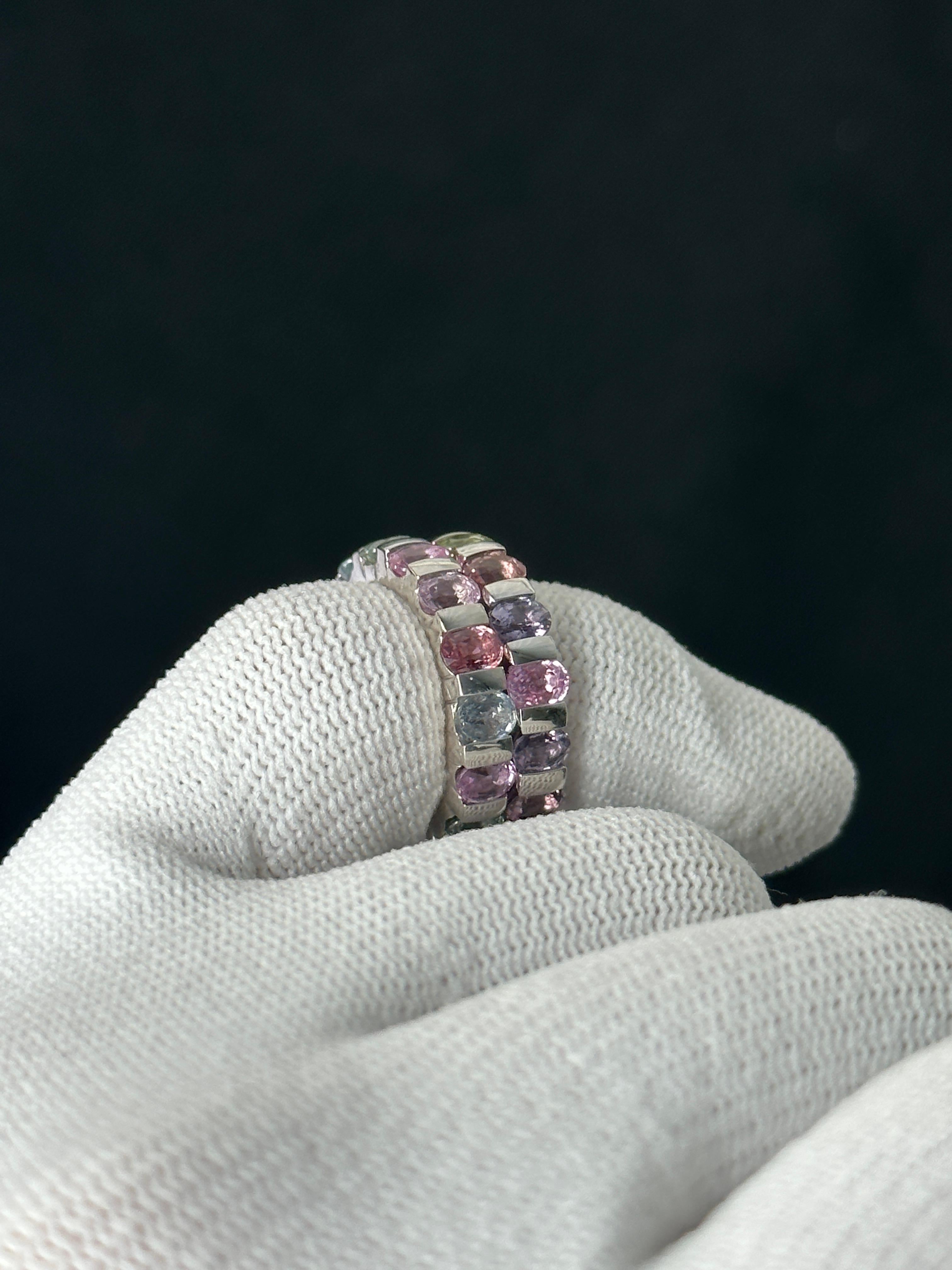 Contemporary Orloff of Denmark, Fancy Sapphire Eternity Band forged in 925 Sterling Silver For Sale