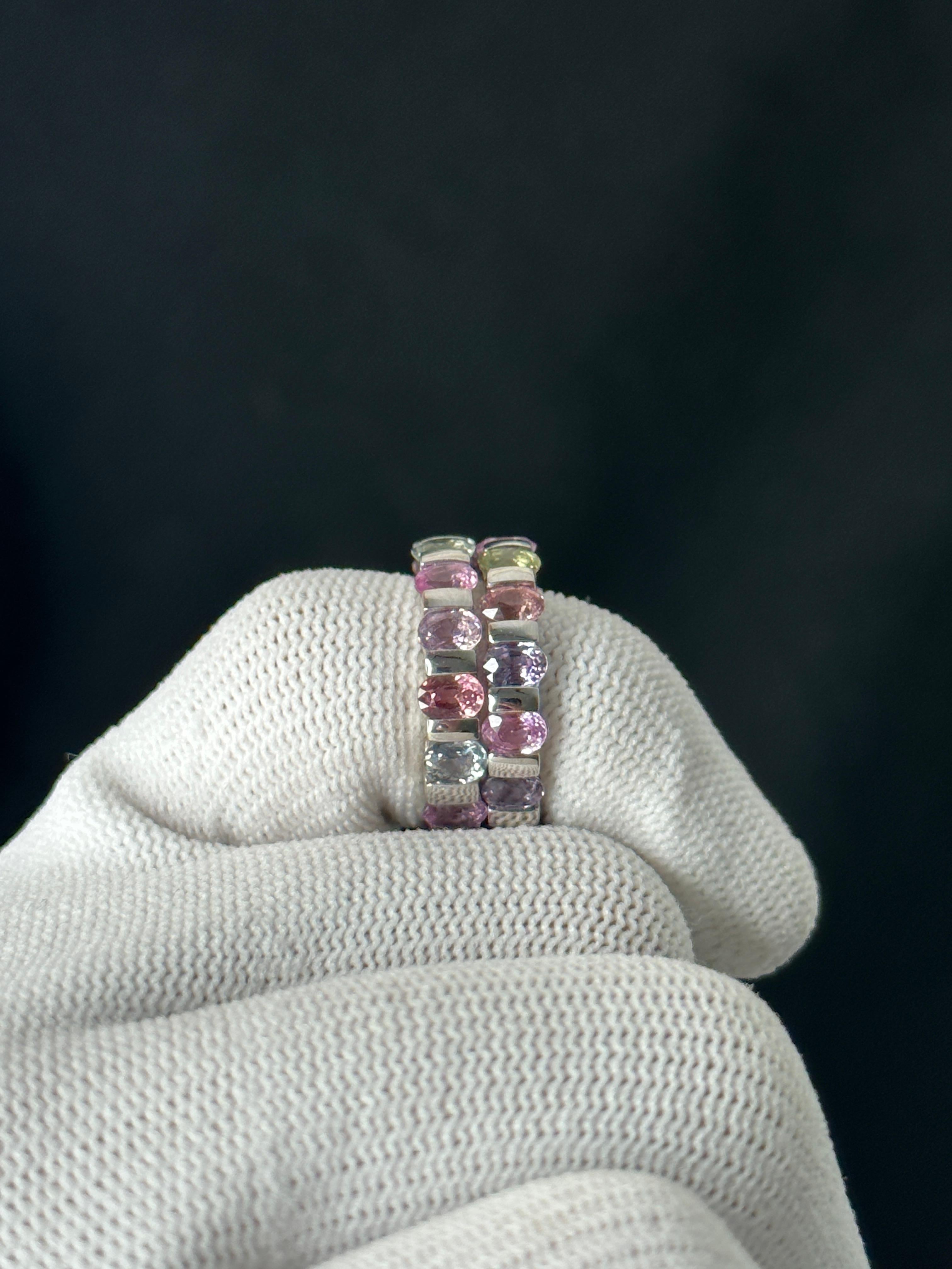 Contemporary Orloff of Denmark, Fancy Sapphire Eternity Band forged in 925 Sterling Silver For Sale