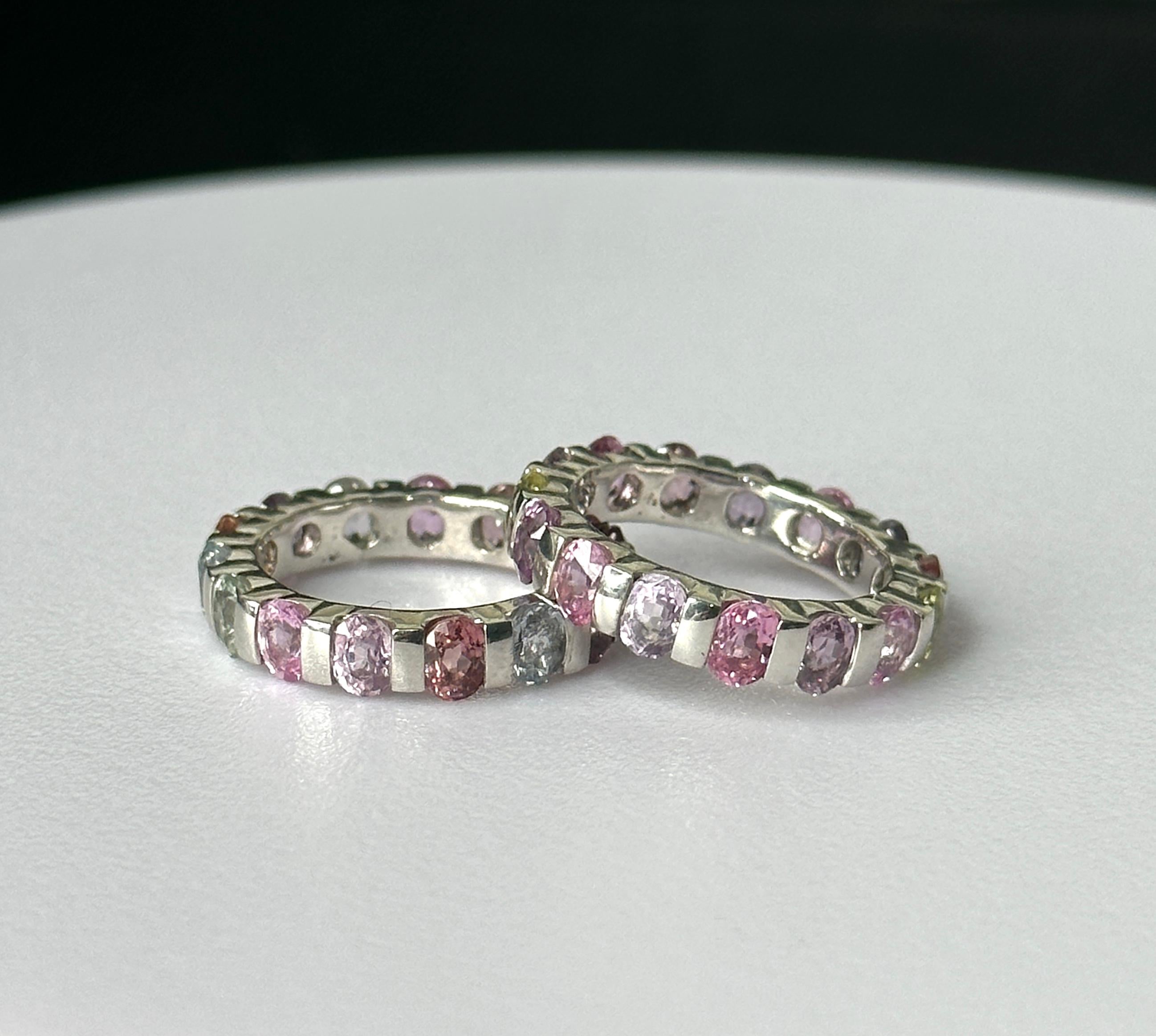 Orloff of Denmark, Fancy Sapphire Eternity Band forged in 925 Sterling Silver In New Condition For Sale In Hua Hin, TH