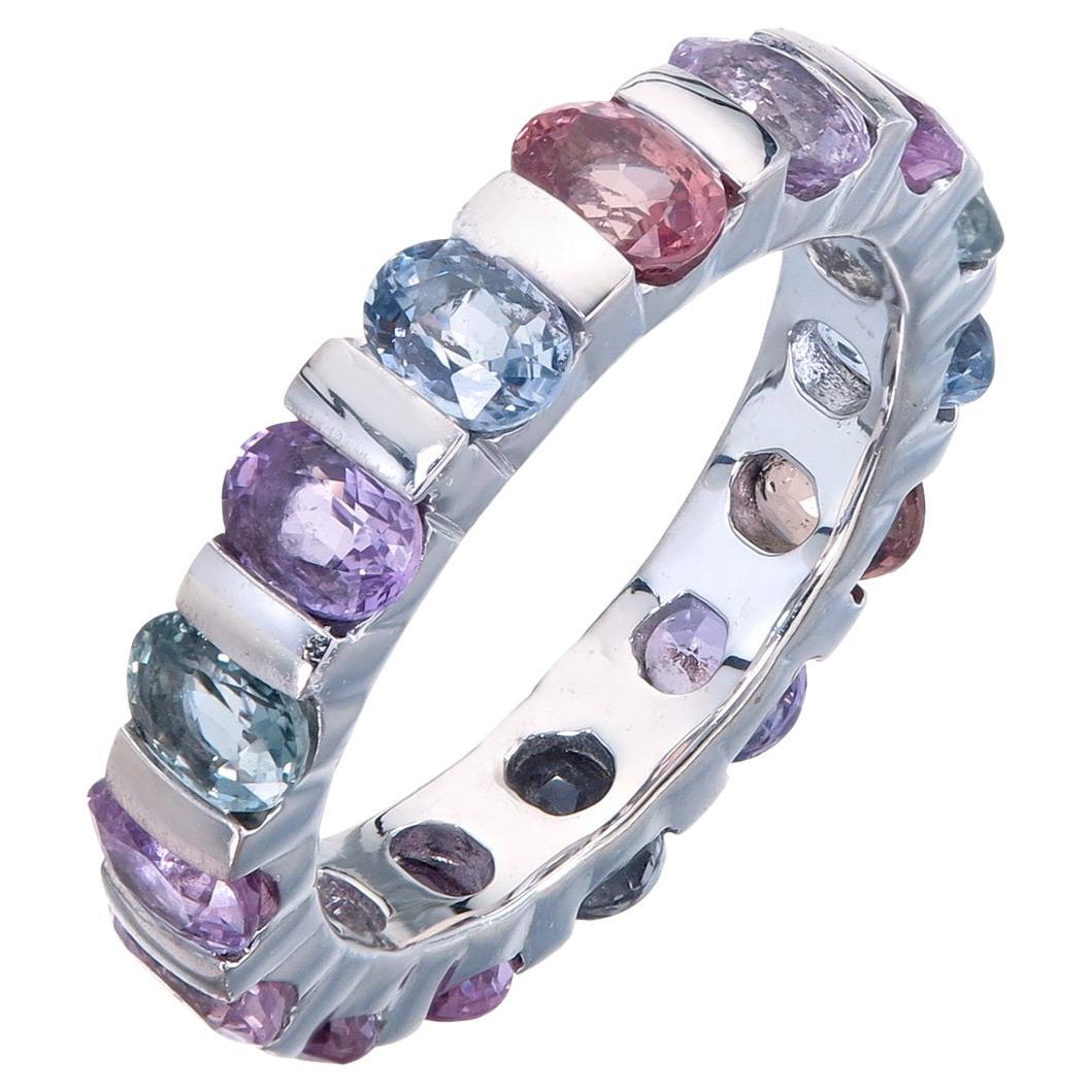 Orloff of Denmark, Fancy Sapphire Eternity Band forged in 925 Sterling Silver For Sale
