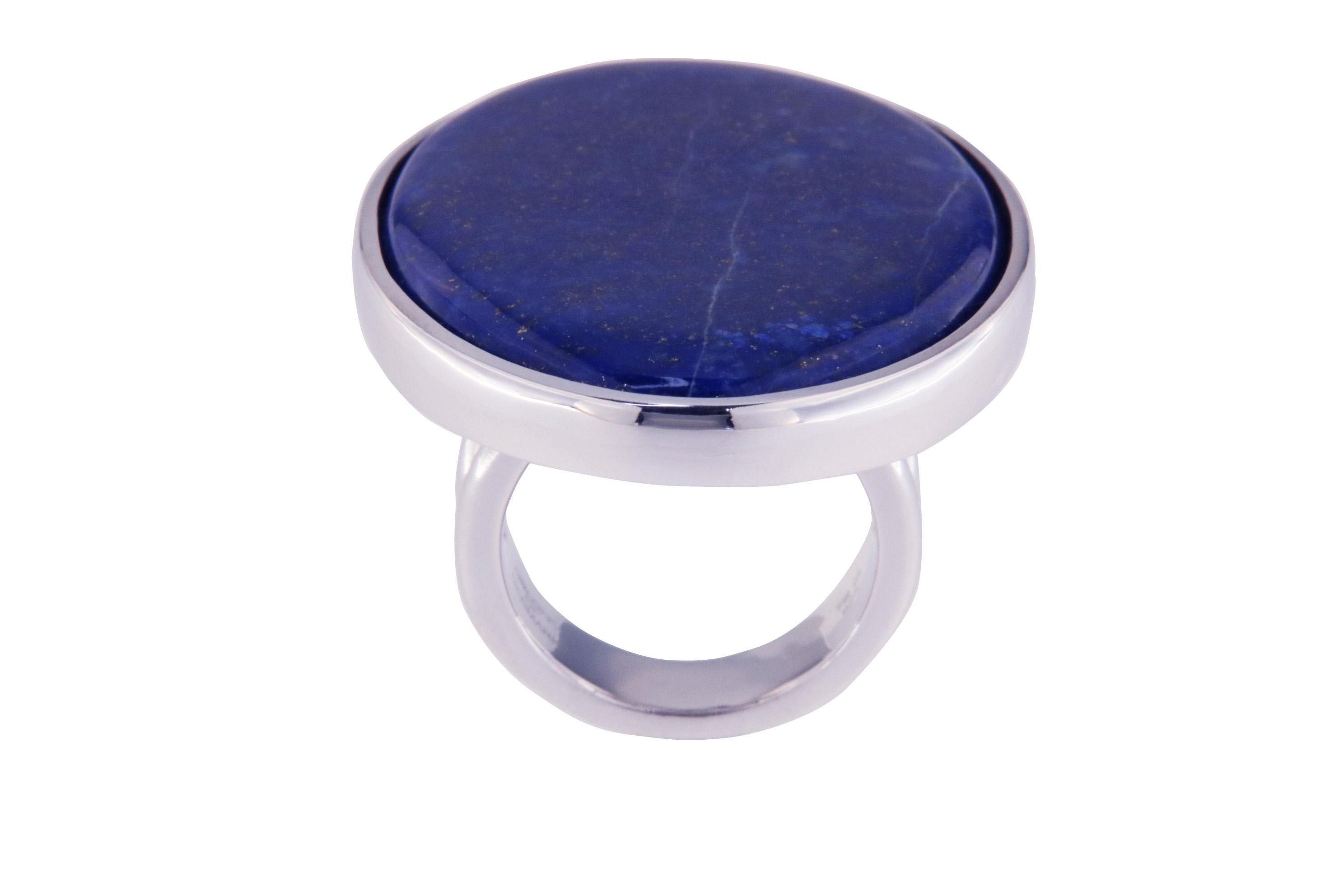 Cabochon Orloff of Denmark, Gorgeous 78 carat Lapis Lazuli Ring in 925 Sterling Silver For Sale