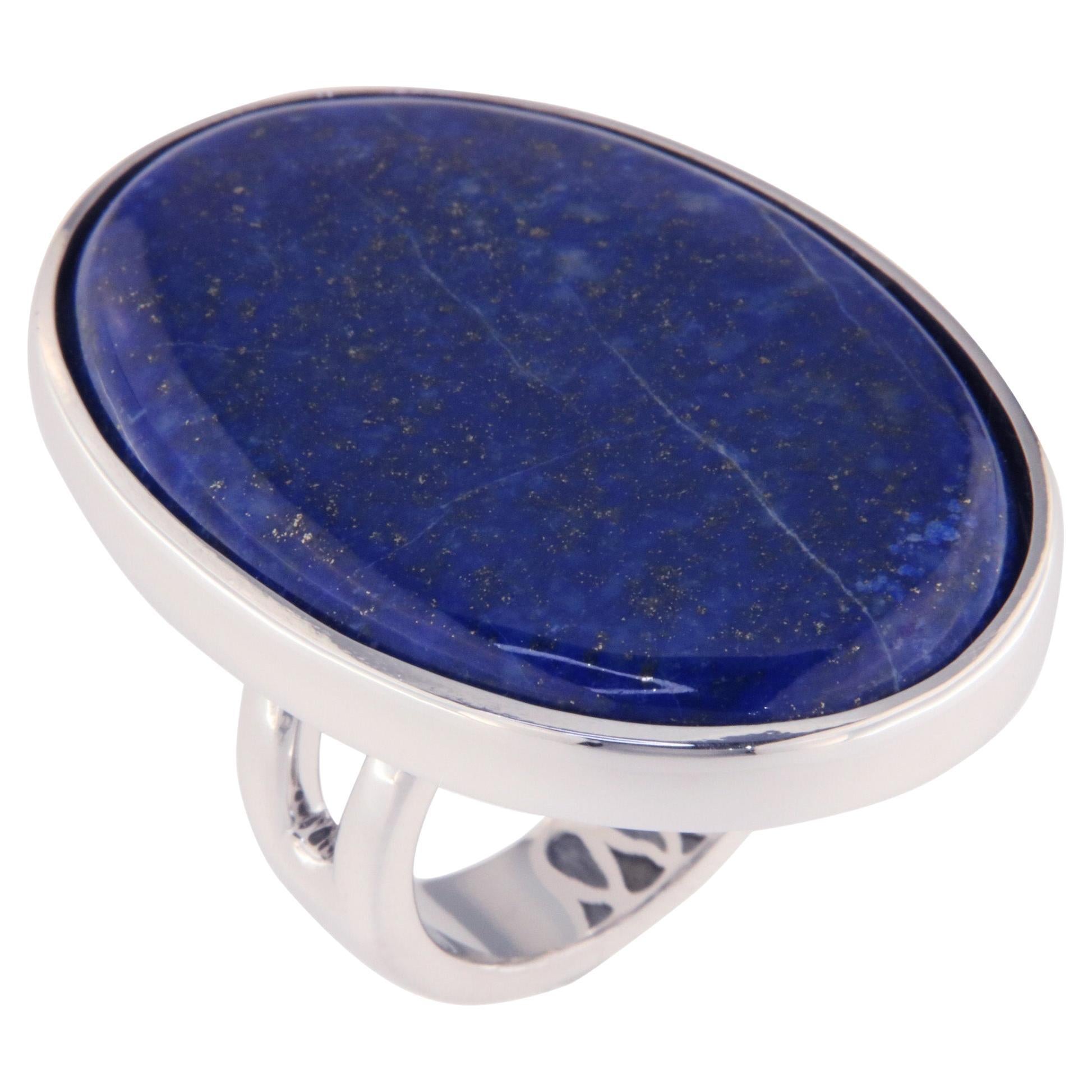 Handmade Natural Lapis Lazuli Gemstone 925 Sterling Silver Ring - Adjustable, All Sizes