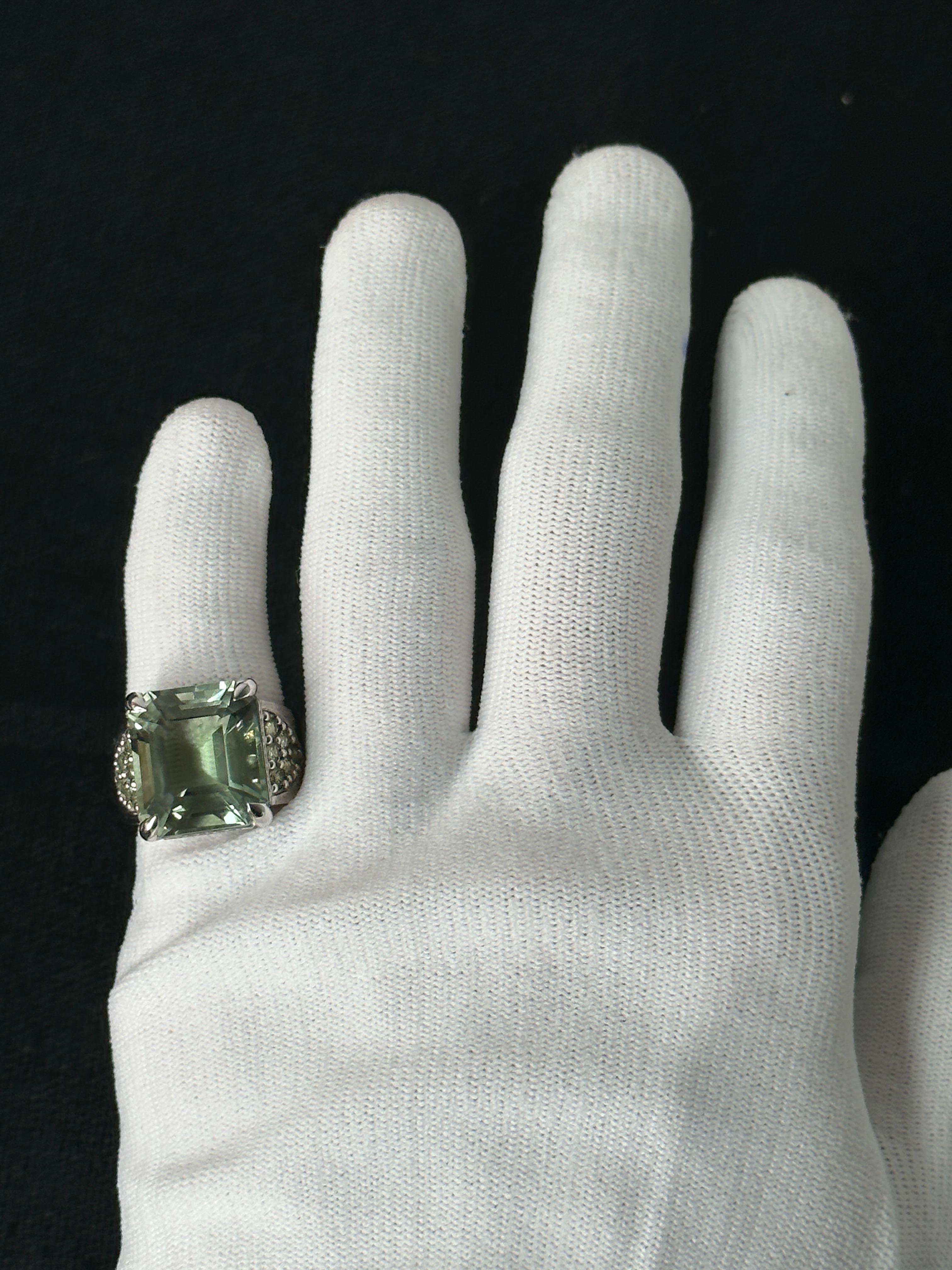 Women's or Men's Orloff of Denmark, Green Amethyst & Sapphire Ring set in 925 Sterling Silver