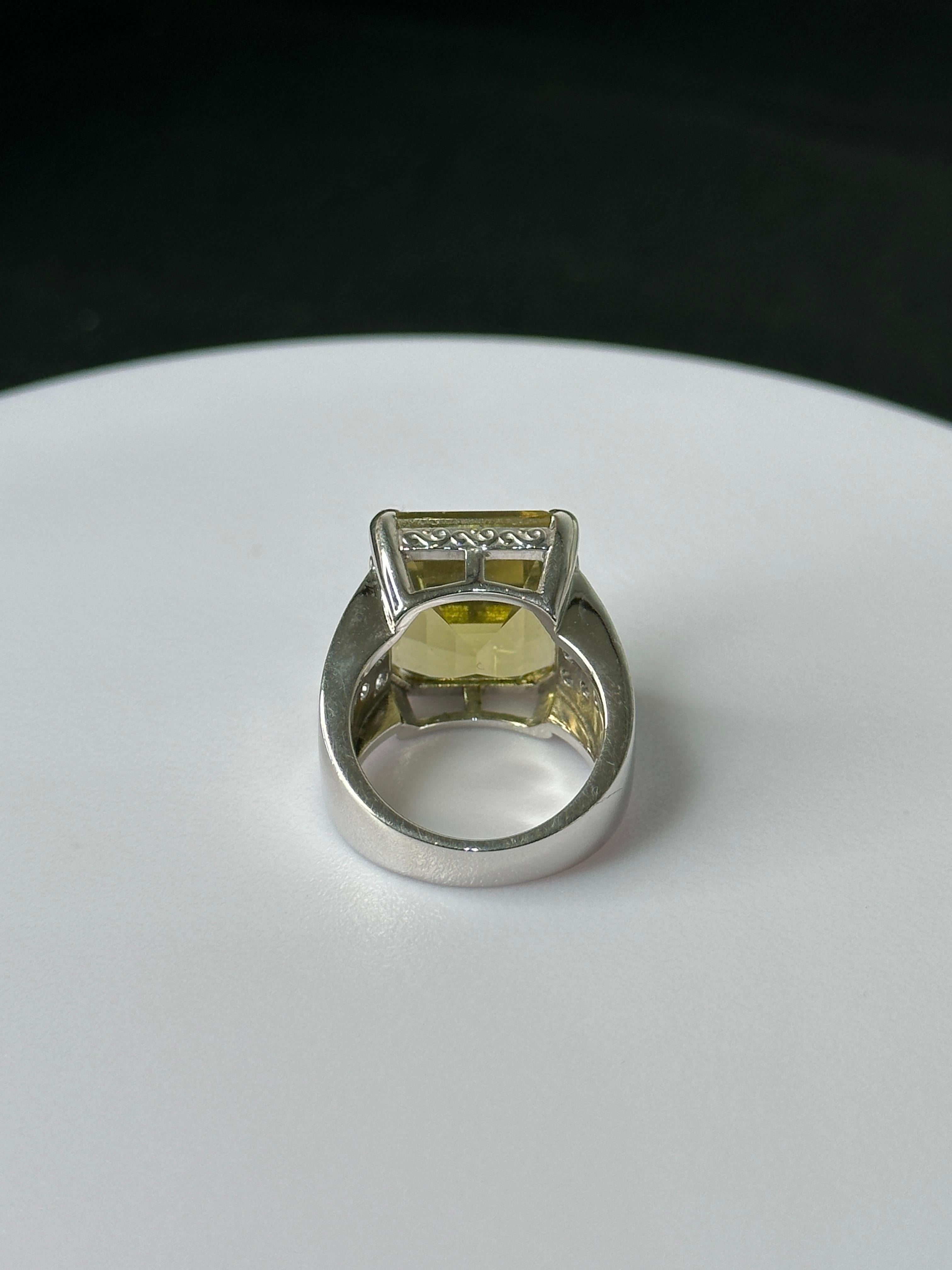 Orloff-Ring aus Dänemark, Zitronenquarz und Saphir, gefasst in 925 Sterlingsilber für Damen oder Herren im Angebot