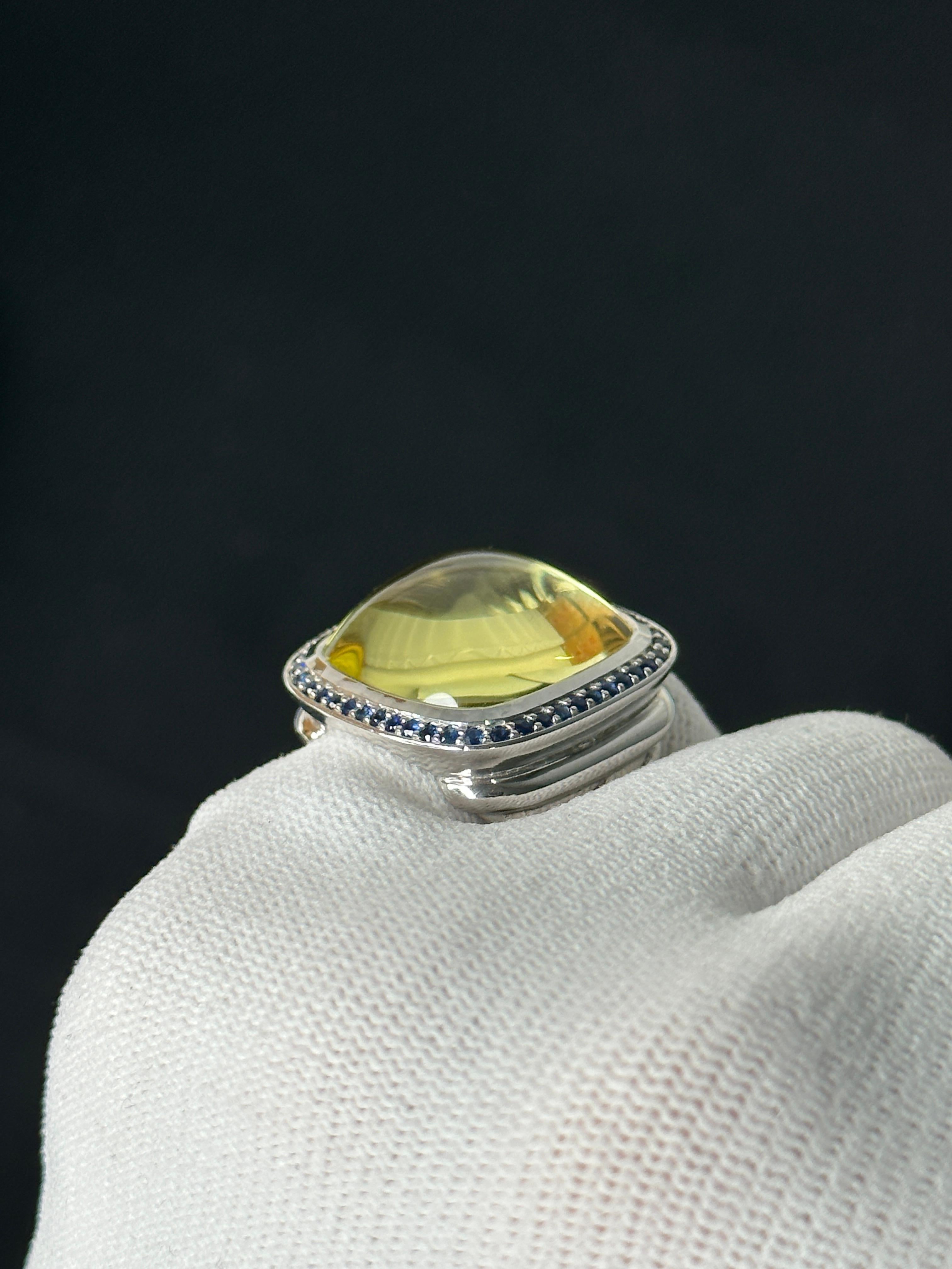 Orloff of Denmark, Lemon Quartz & Blue Sapphire Statement Ring - 925 Silver 1