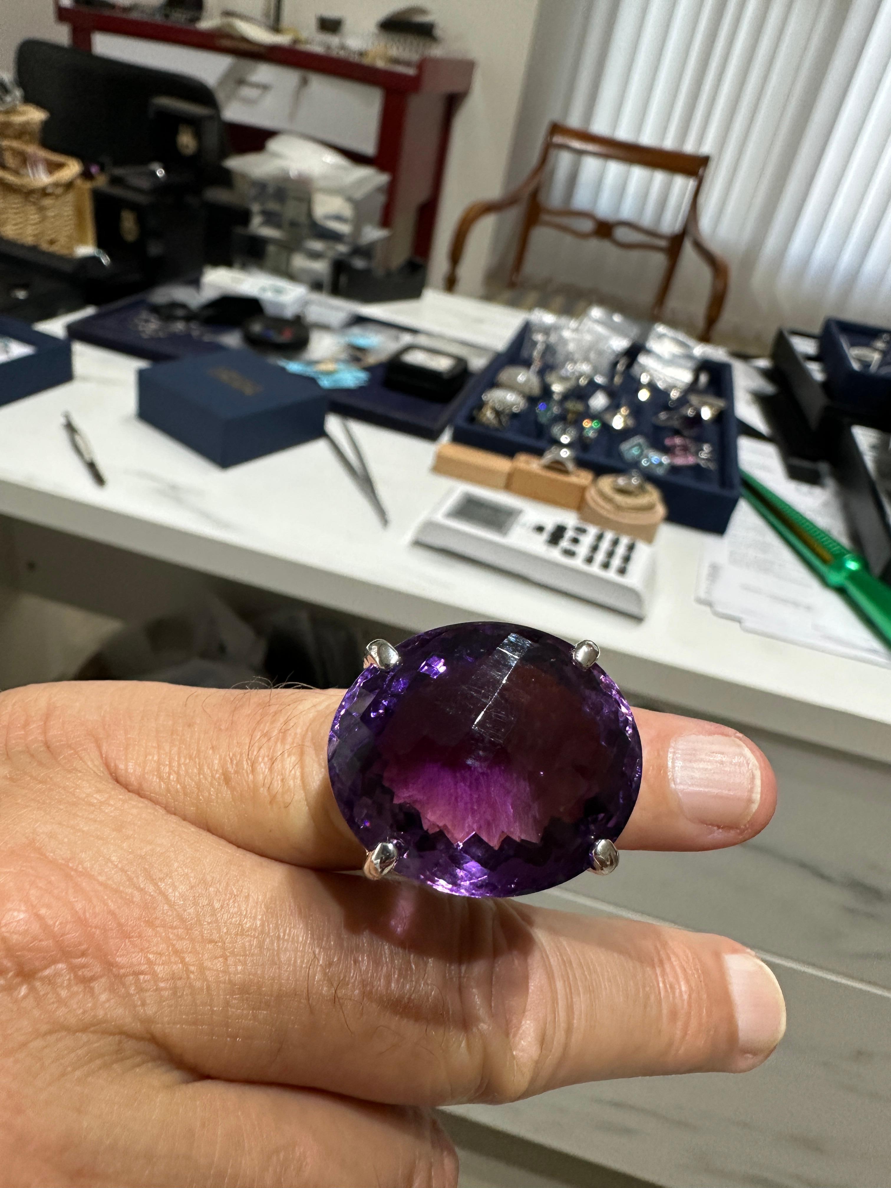 Women's or Men's Orloff of Denmark one of a kind Amethyst silver ring Handmade For Sale