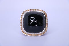 Orloff of Denmark, Onyx & Orange Sapphire Statement Ring - 925 Silver