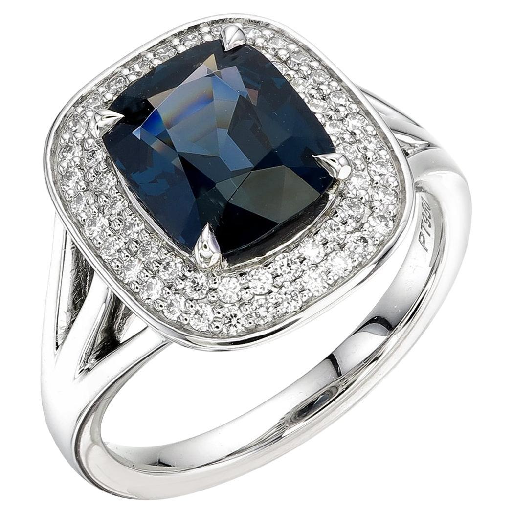 'The Blue Moon' - 2.69 Carat Cobalt Blue Spinel Platinum ring with VS diamonds.