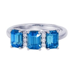 Orloff of Denmark platinum ring with 3 natural blue zircon and diamonds