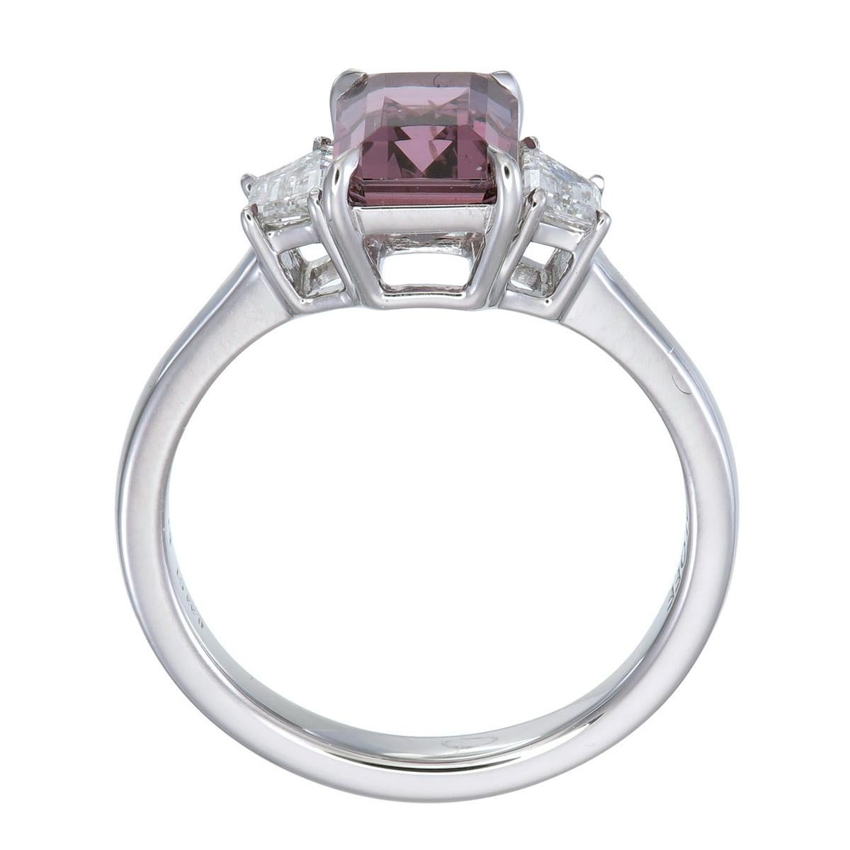 Orloff of Denmark Platinum ring with Pink Spinel and Diamonds In New Condition In Hua Hin, TH