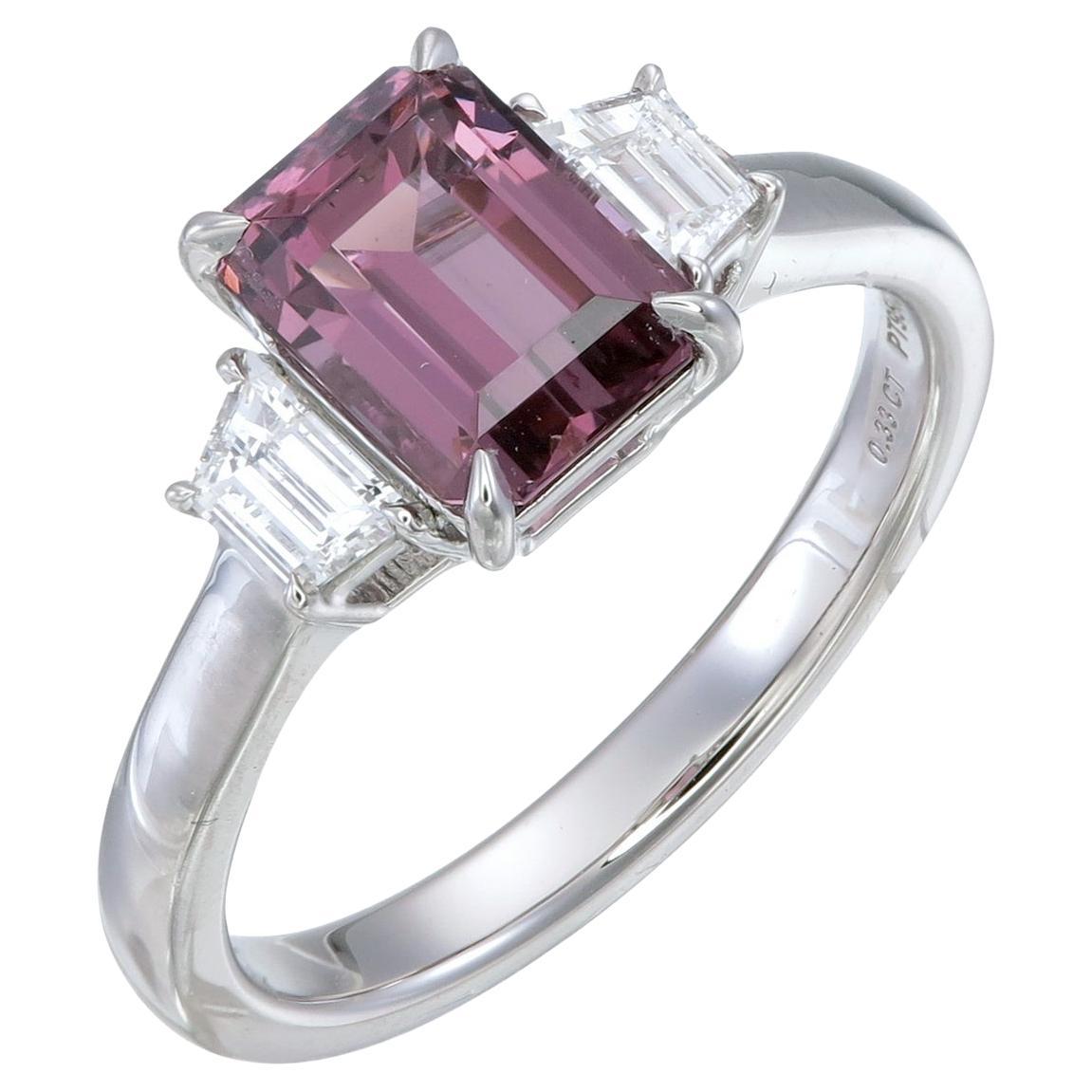 Orloff of Denmark Platinum ring with Pink Spinel and Diamonds