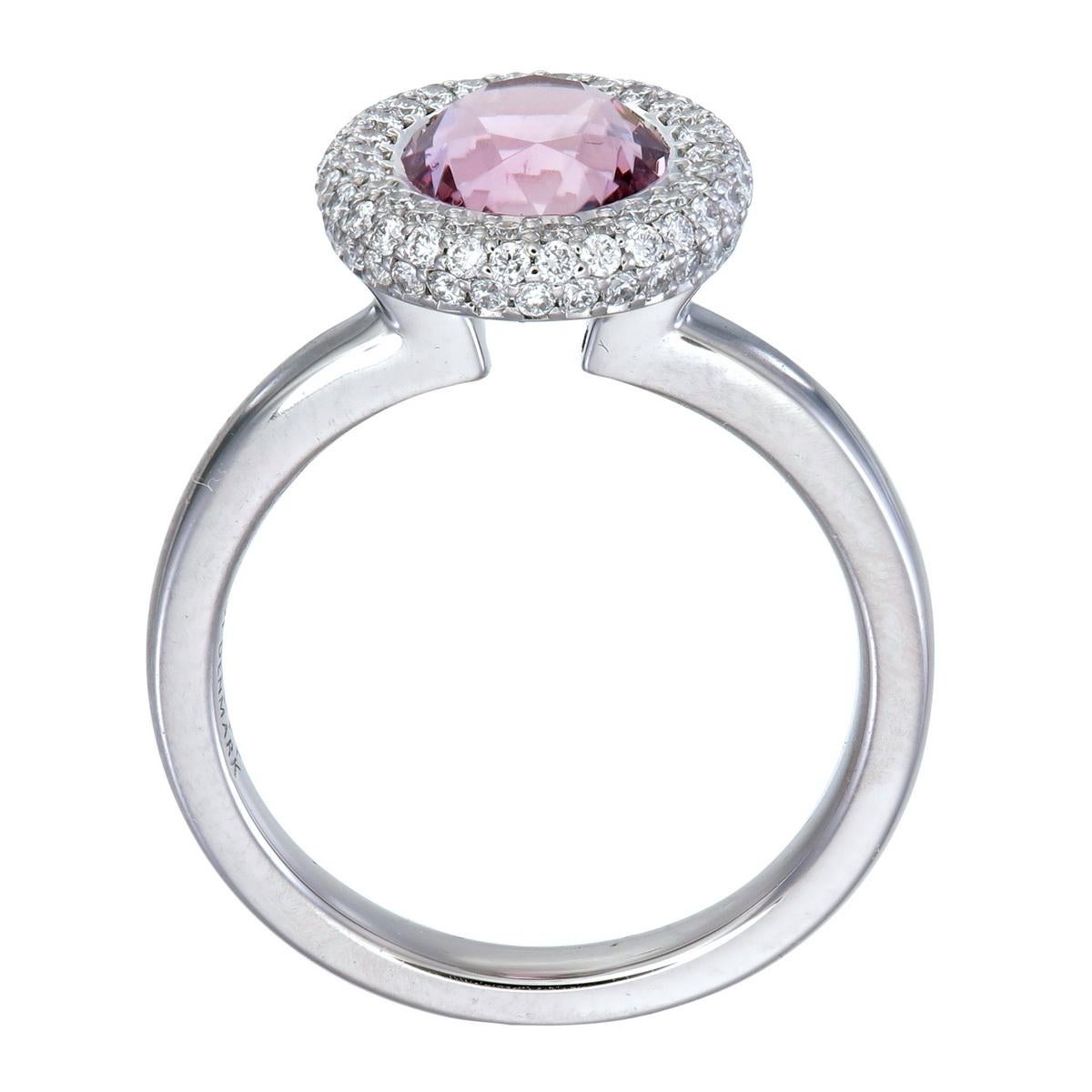 Orloff of Denmark, Pink Tajik Spinel Halo Ring Set in 950 Platinum In New Condition In Hua Hin, TH