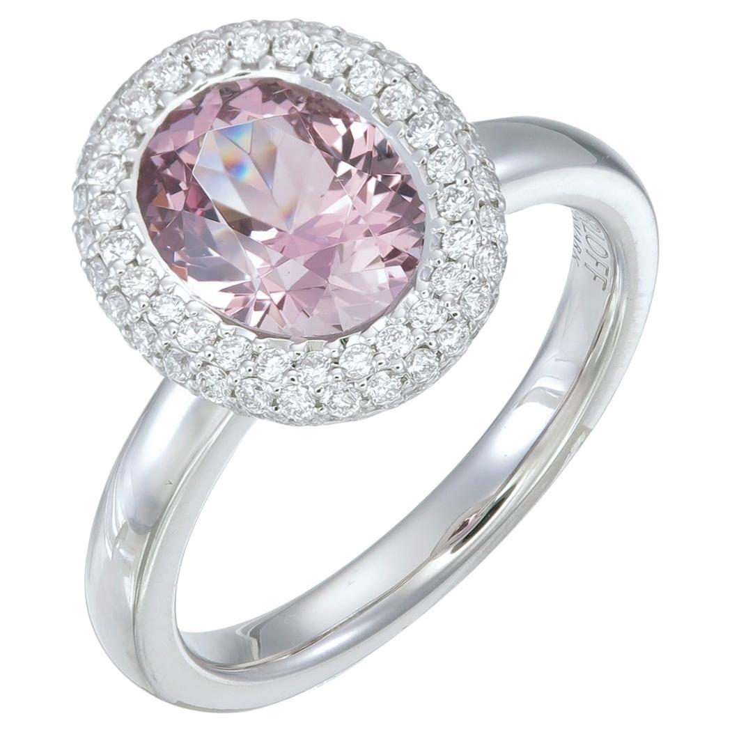 Orloff of Denmark Platinum Ring with sparkling Pink spinel & Diamonds