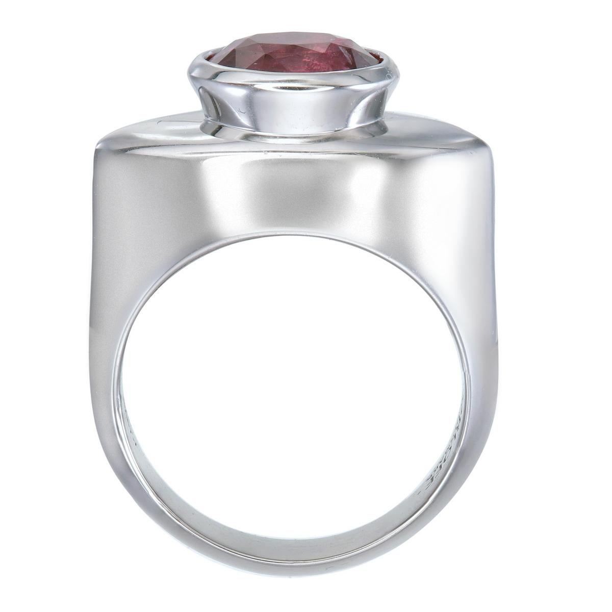 Oval Cut 'Kilimanjaro' - A 2.05 Carat Intense Pink, Mahenge Spinel, PT950 Sculpture Ring For Sale