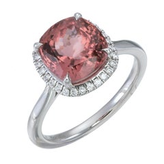 Orloff of Denmark Platinum Untreated Orange-Pink Tourmaline and Diamond Ring