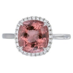 Orloff of Denmark Platinum Untreated Orange-Pink Tourmaline and Diamond Ring
