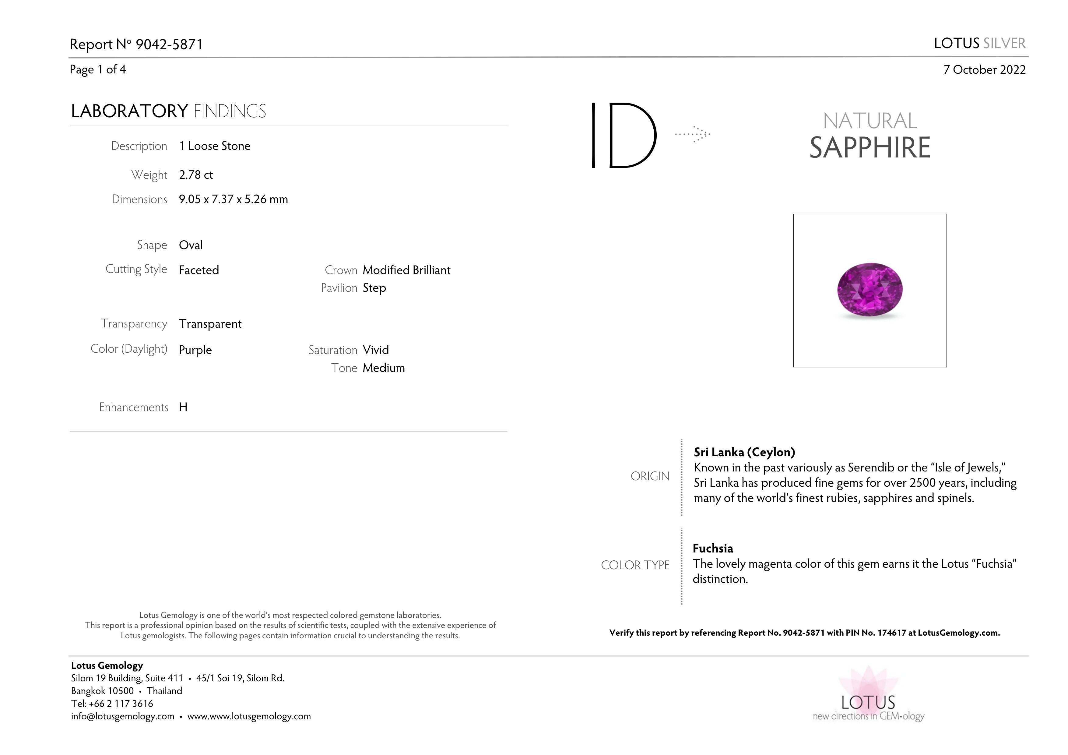 Donna Orloff of Denmark - PT950 - Anello con diamante e zaffiro color fucsia in vendita