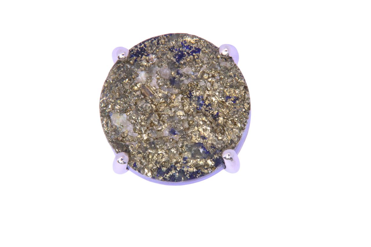 Contemporary Orloff of Denmark, Pyrite-Lapis Lazuli Ring in 925 Sterling Silver