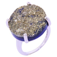 Orloff of Denmark, Pyrite-Lapis Lazuli Ring in 925 Sterling Silver