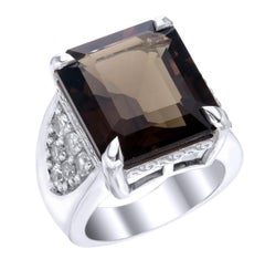 Orloff of Denmark, Smoky Quartz & Sapphire Ring set in 925 Sterling Silver