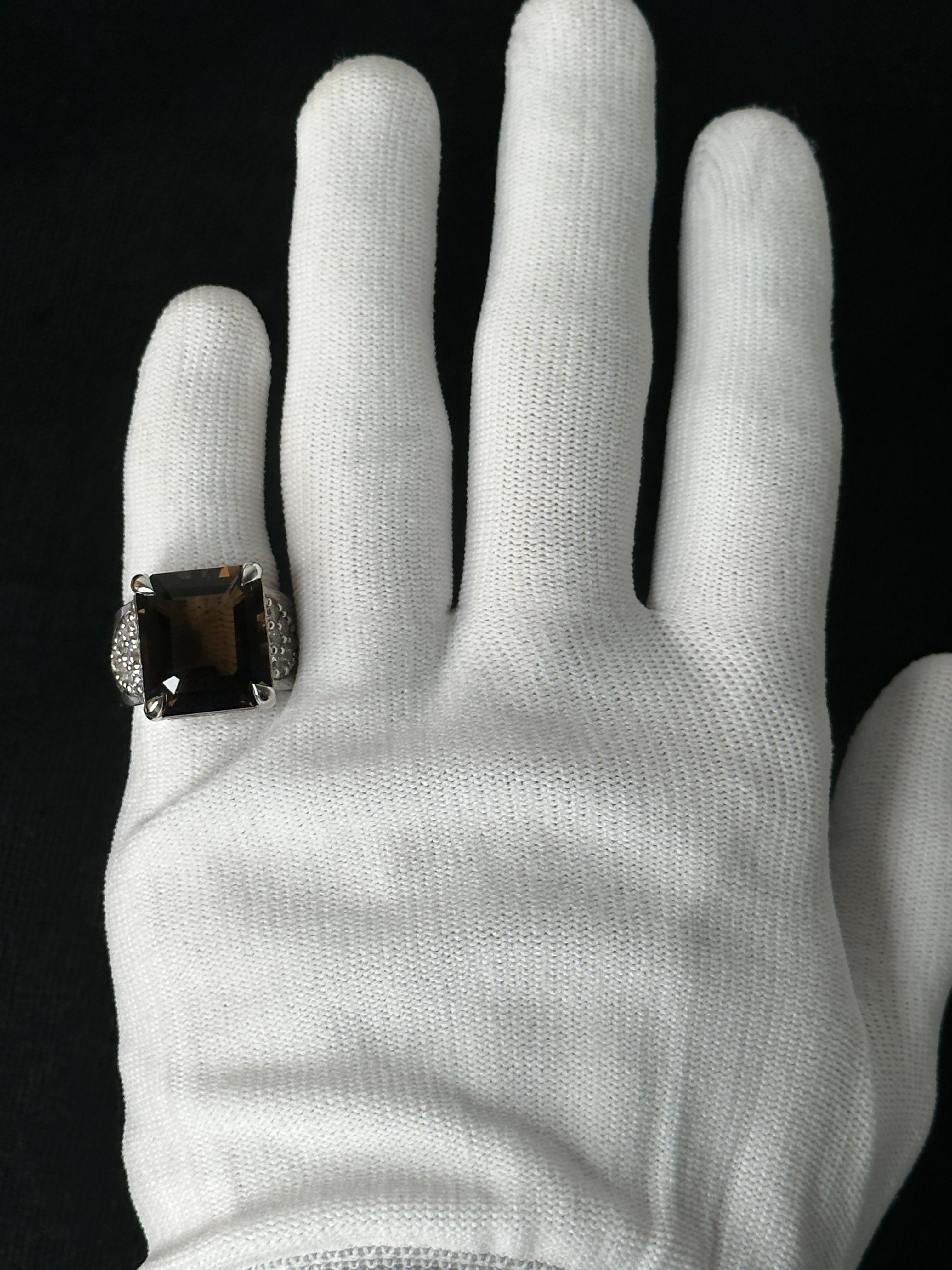 Women's or Men's Orloff of Denmark, Smoky Quartz & Sapphire Ring set in 925 Sterling Silver For Sale