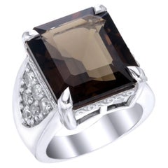 Orloff de Dinamarca, Anillo de cuarzo ahumado y zafiro engastado en plata de ley 925