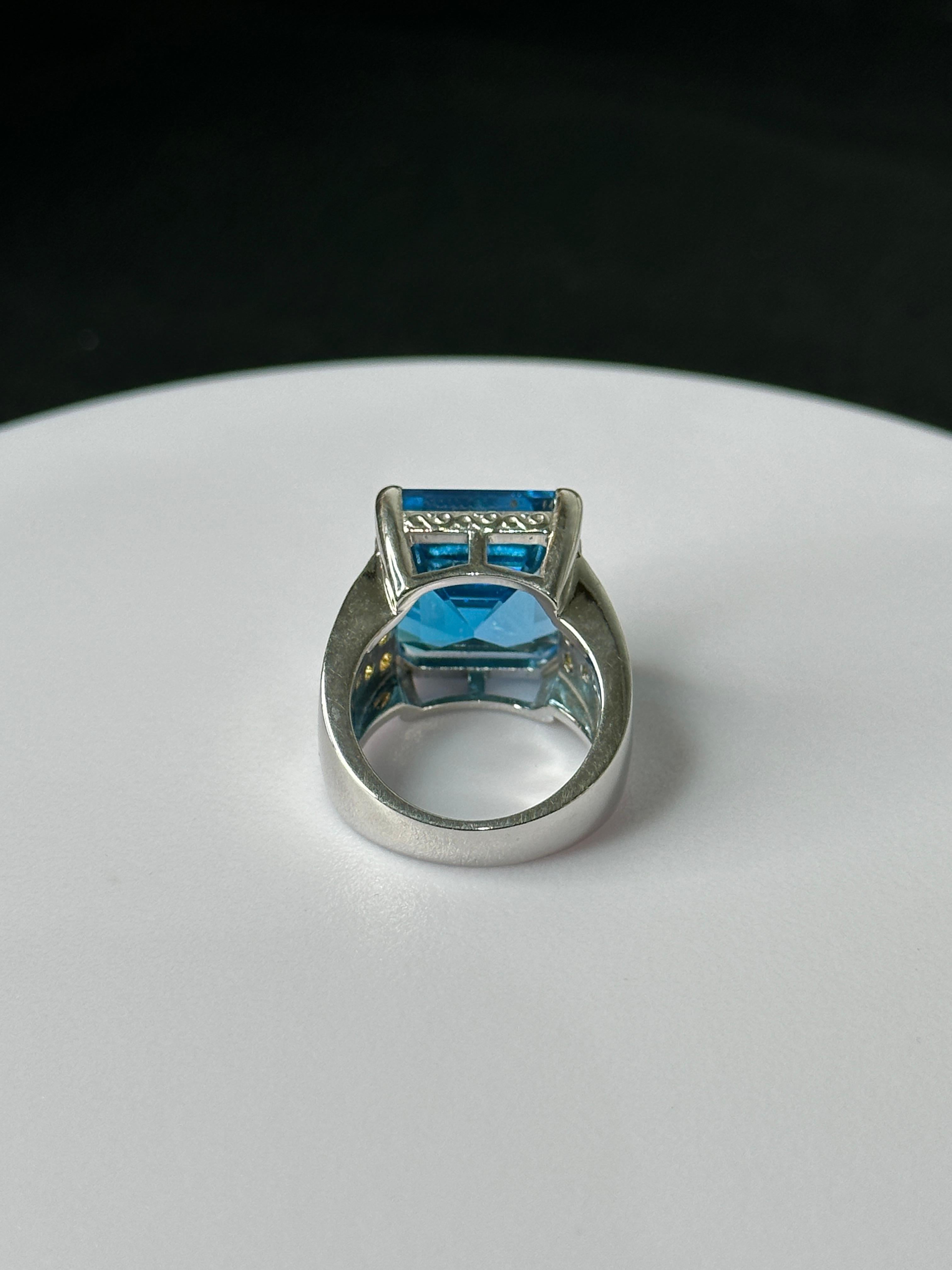 Orloff of Denmark, Swiss Blue Topaz & Sapphire Ring set in 925 Sterling Silver Unisexe en vente