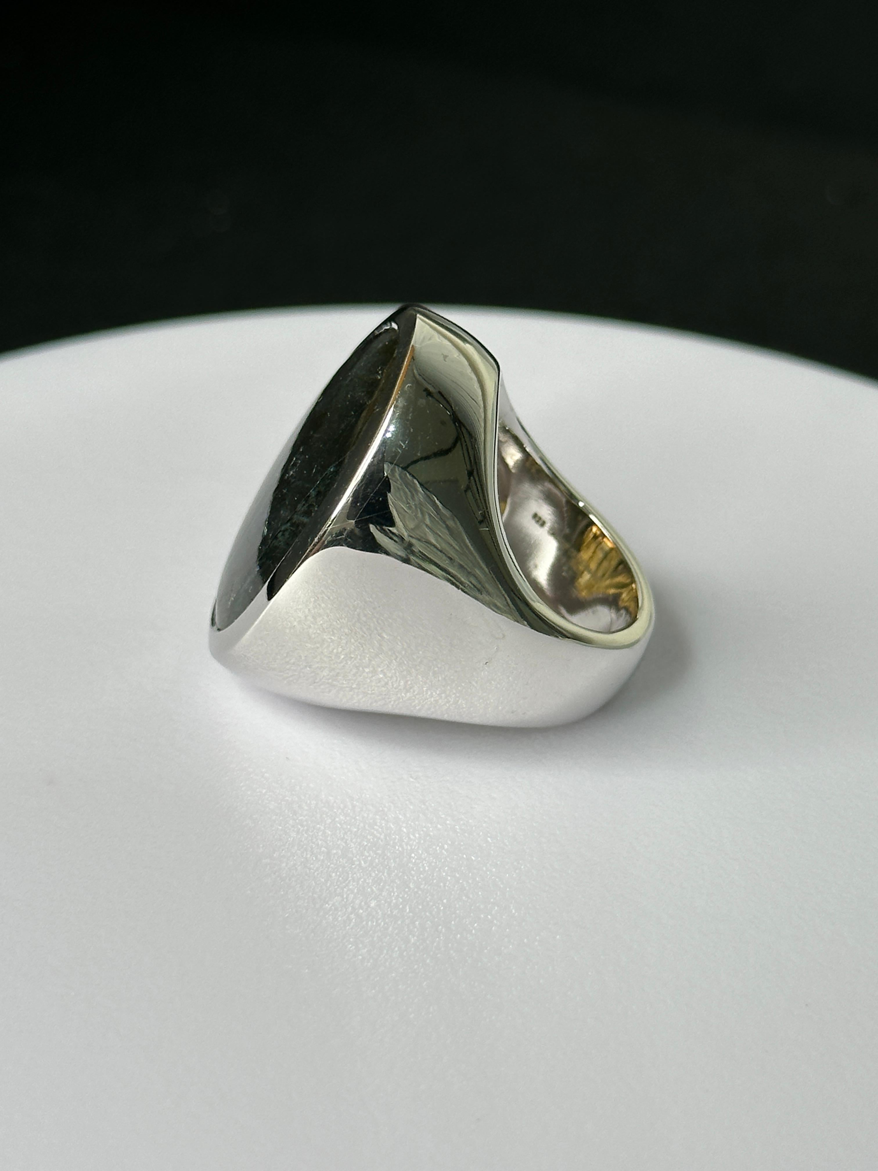 Orloff of Denmark, Terrific 35 carat Labradorite Sterling Silver Ring  In New Condition For Sale In Hua Hin, TH