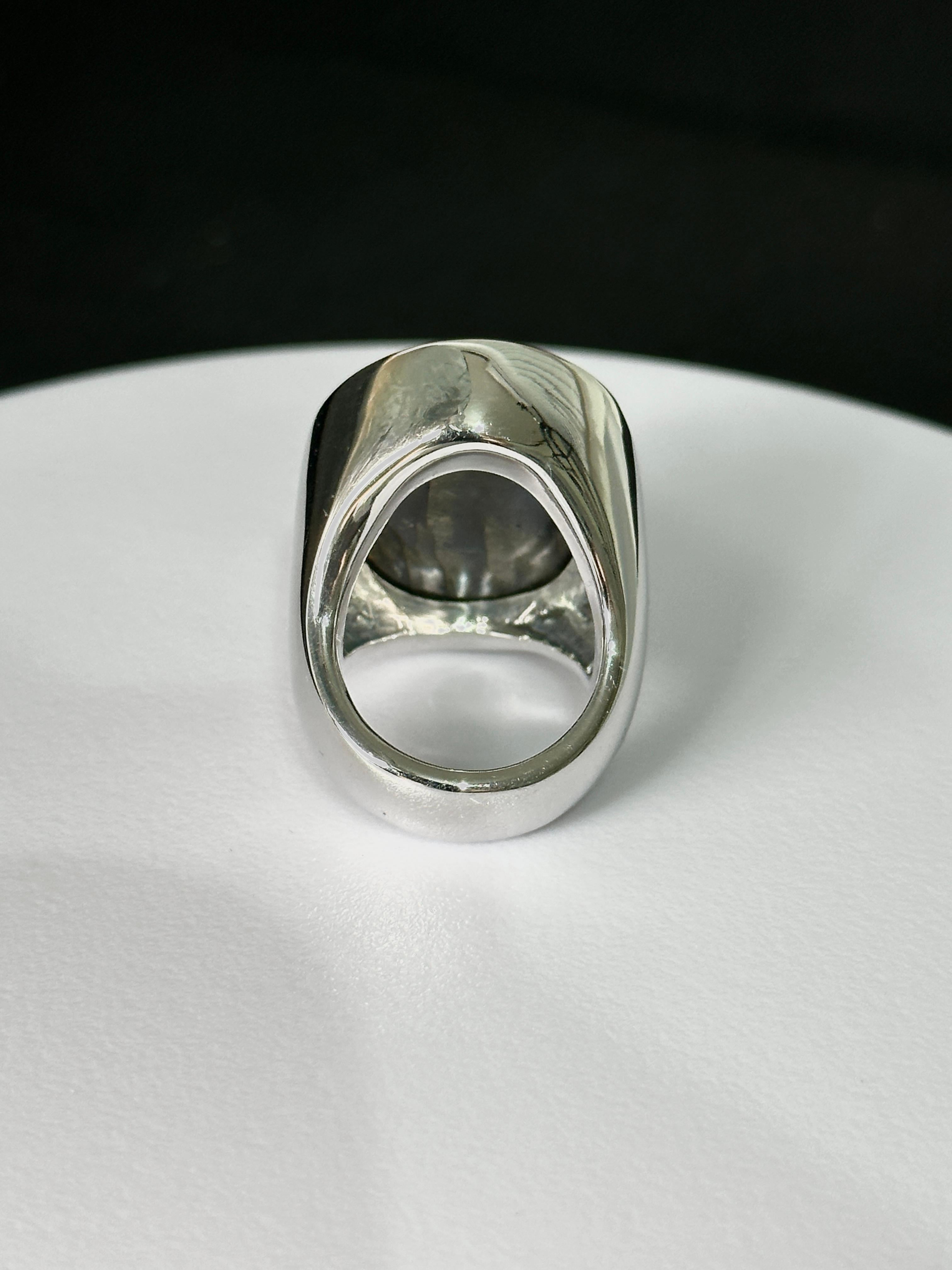 Women's or Men's Orloff of Denmark, Terrific 35 carat Labradorite Sterling Silver Ring  For Sale